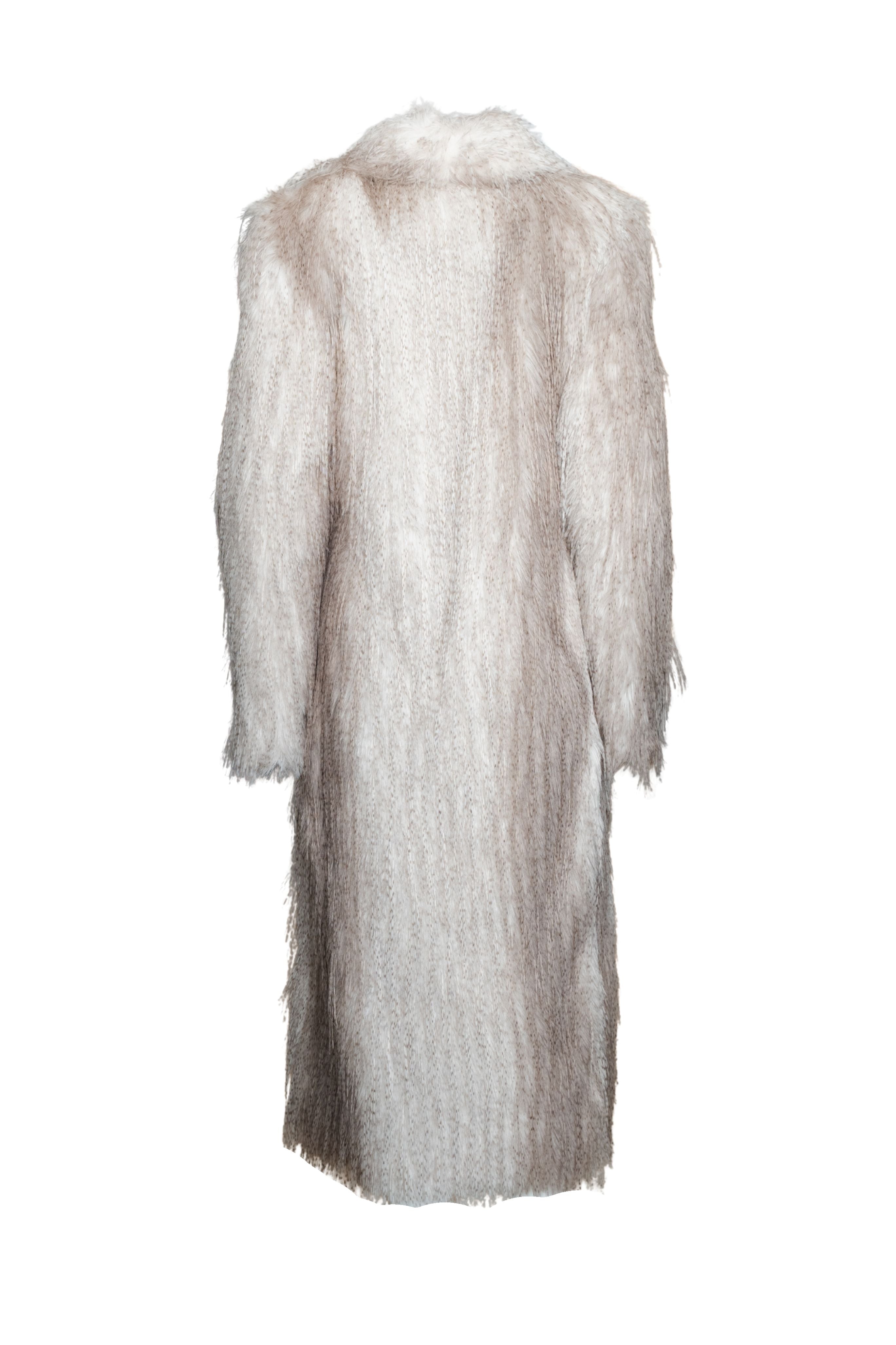 Faux Fur Coat with Shawl Collar