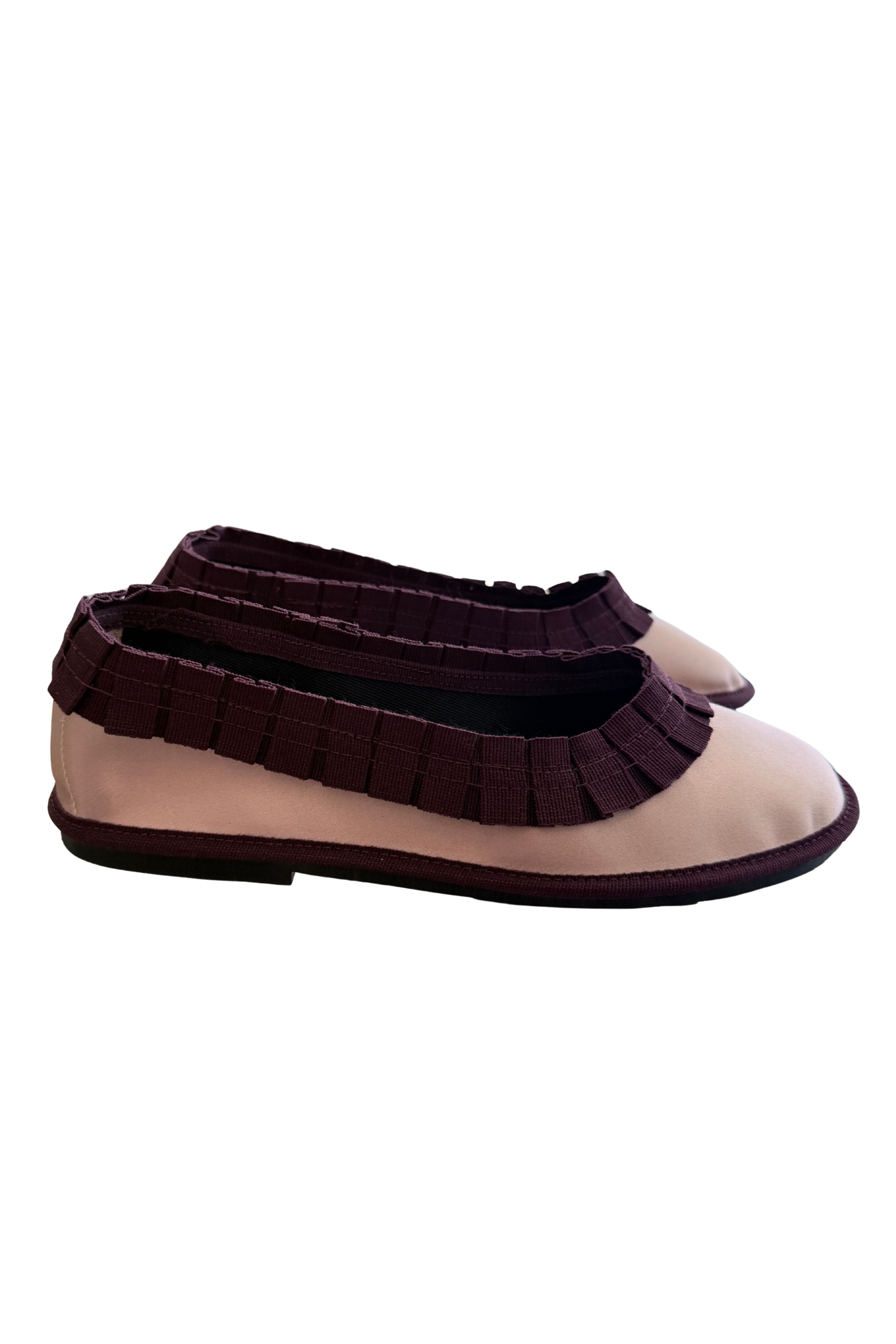 Marta 4 Flat - Nude/Bordeaux