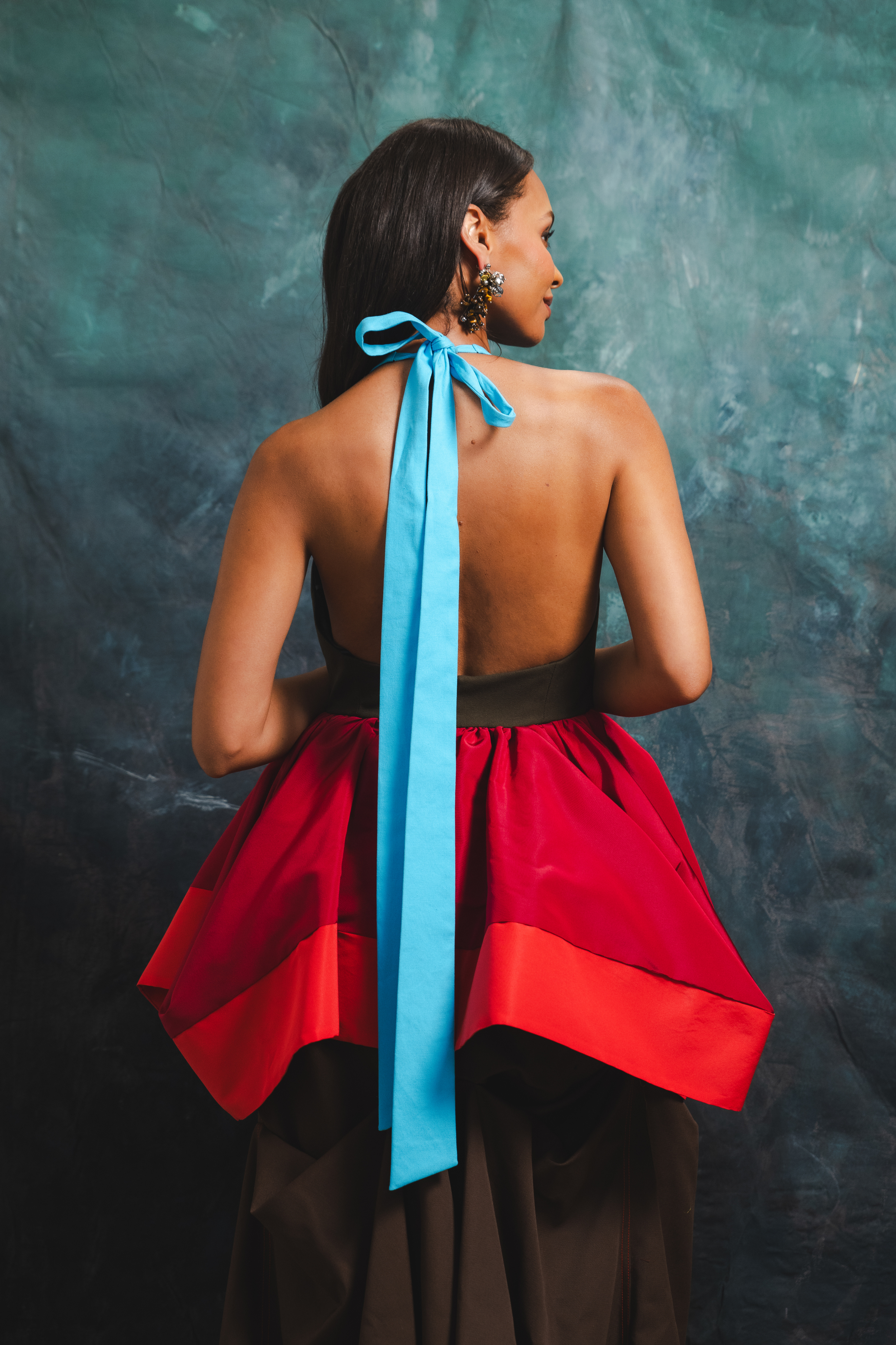 Pleated Bust Umbrella Halter Top