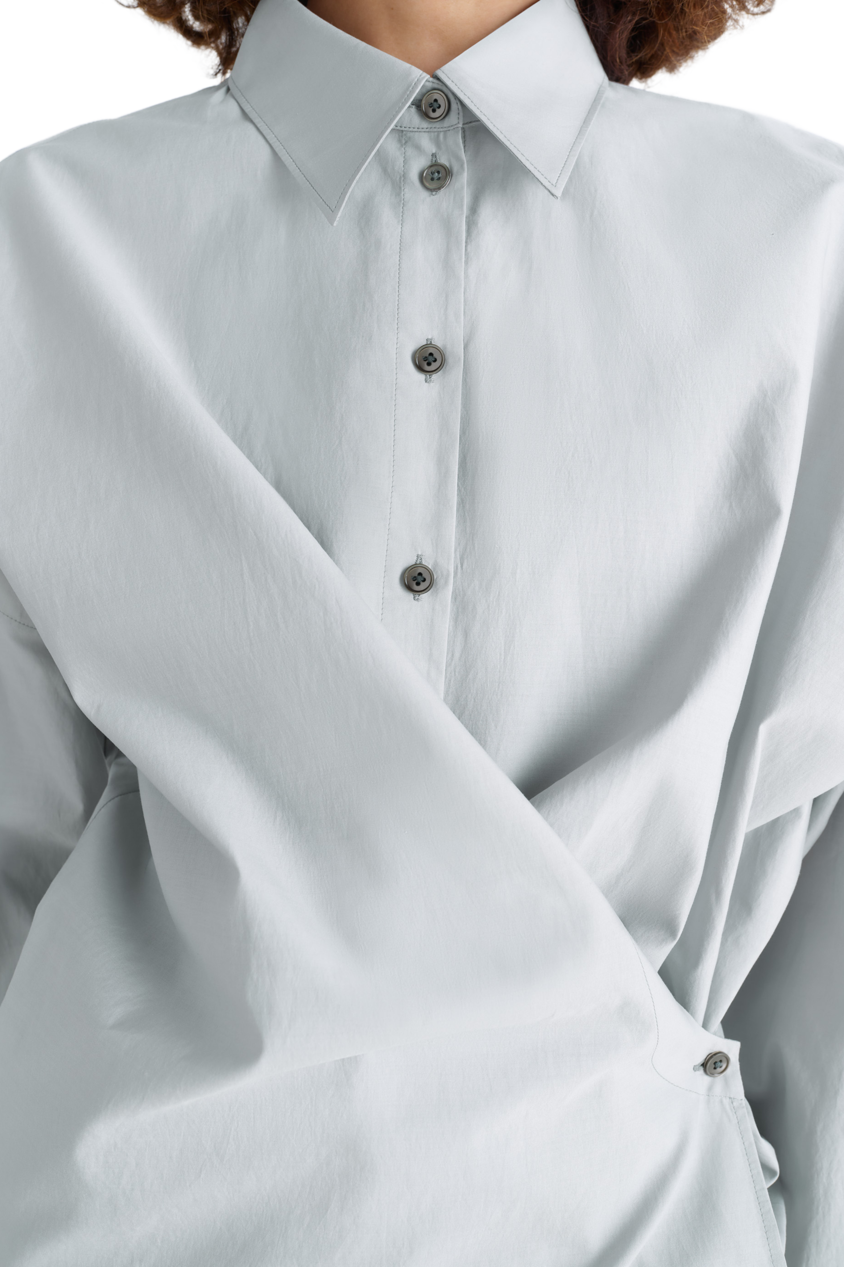 Straight Collar Twisted Shirt