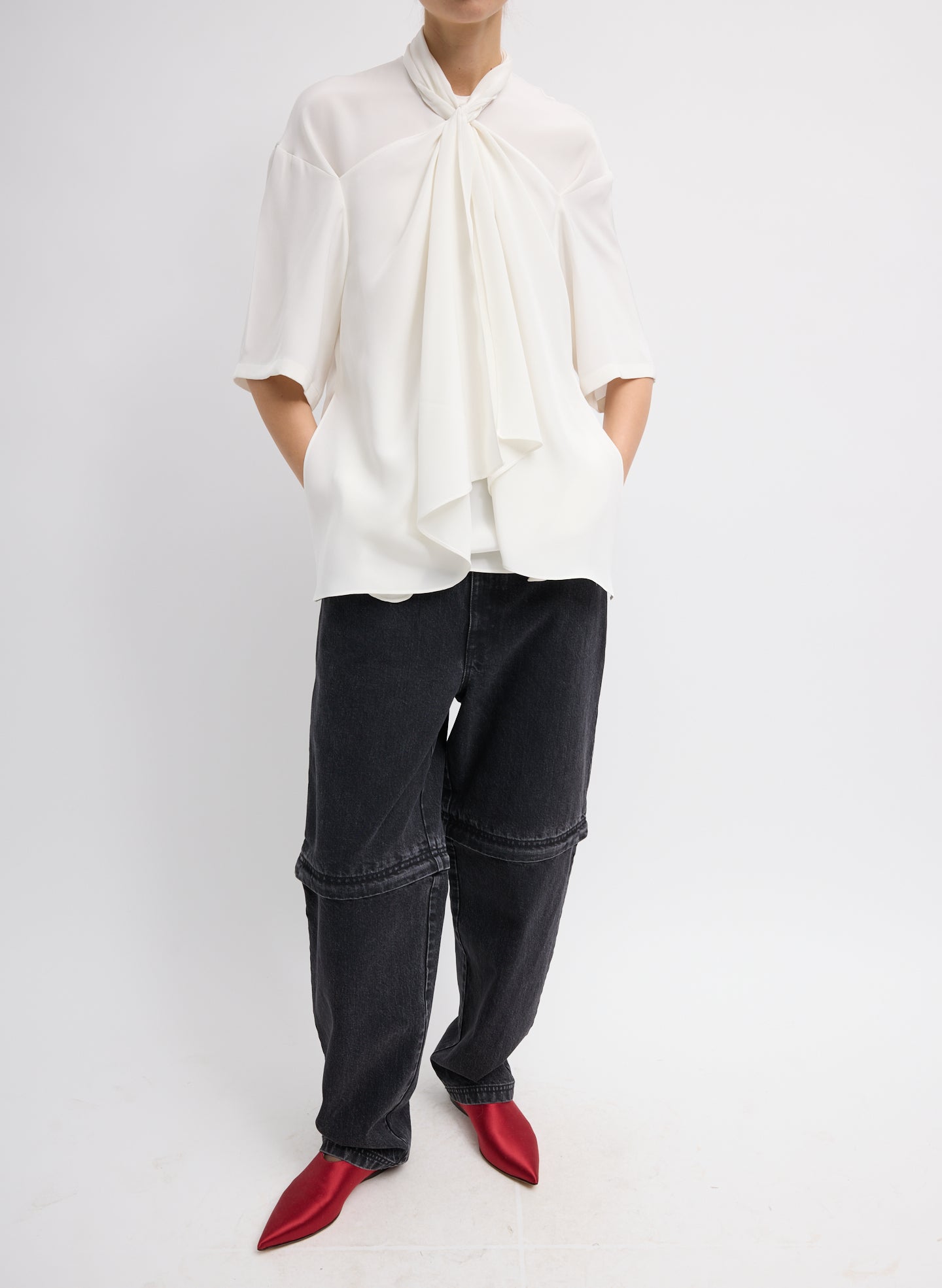 4 PLY SILK TIE FRONT TOP