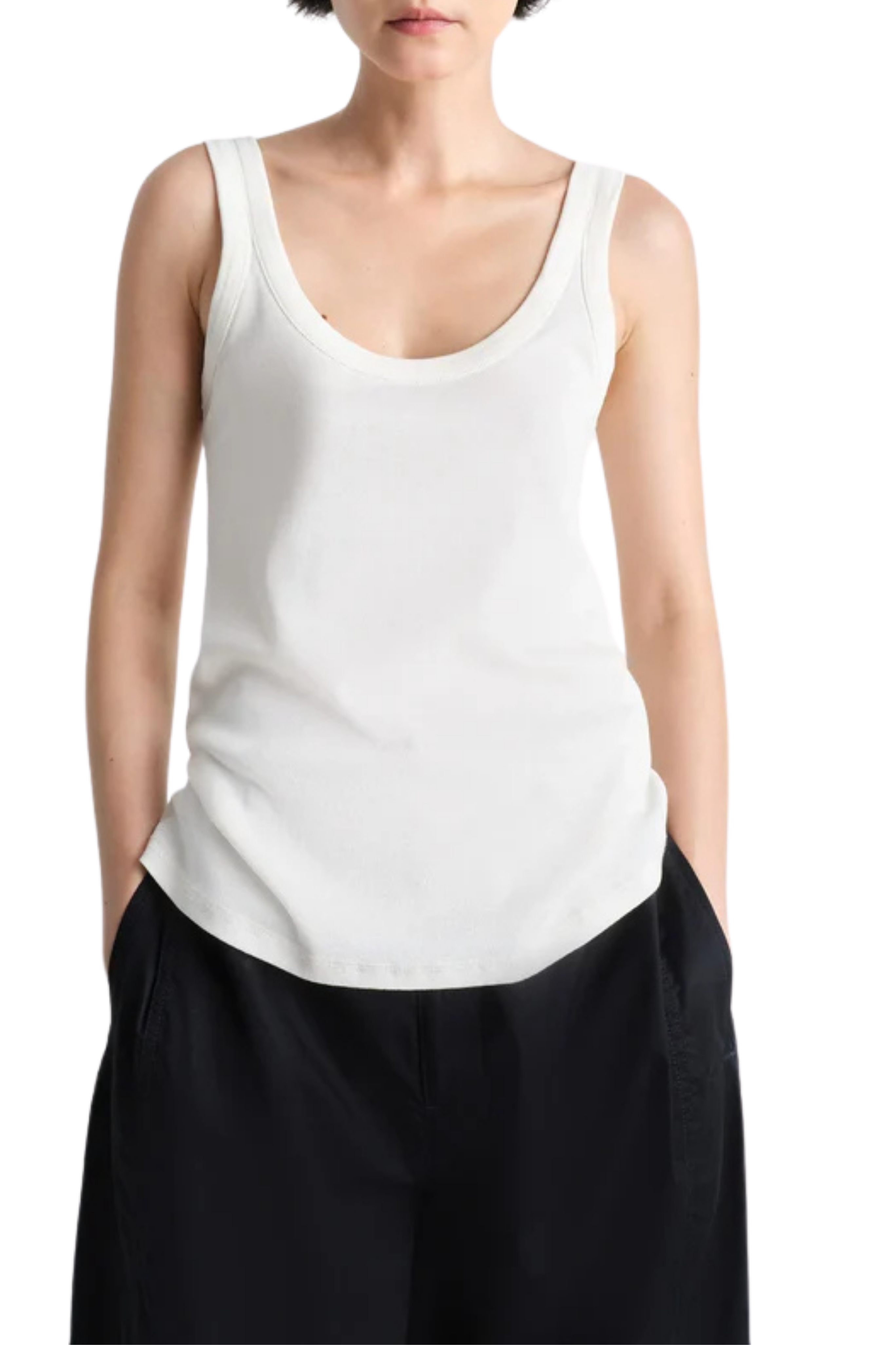 Rib Tank Top in Light Cream