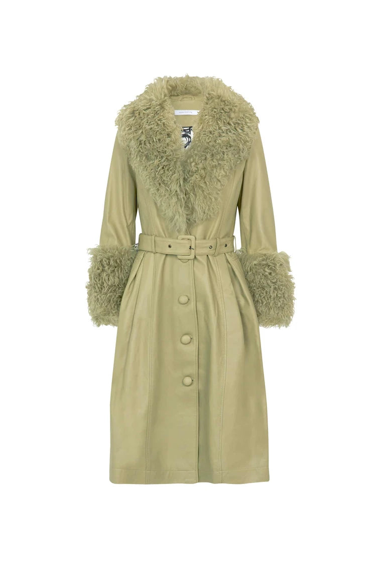 Foxy Sherling Coat in Sage