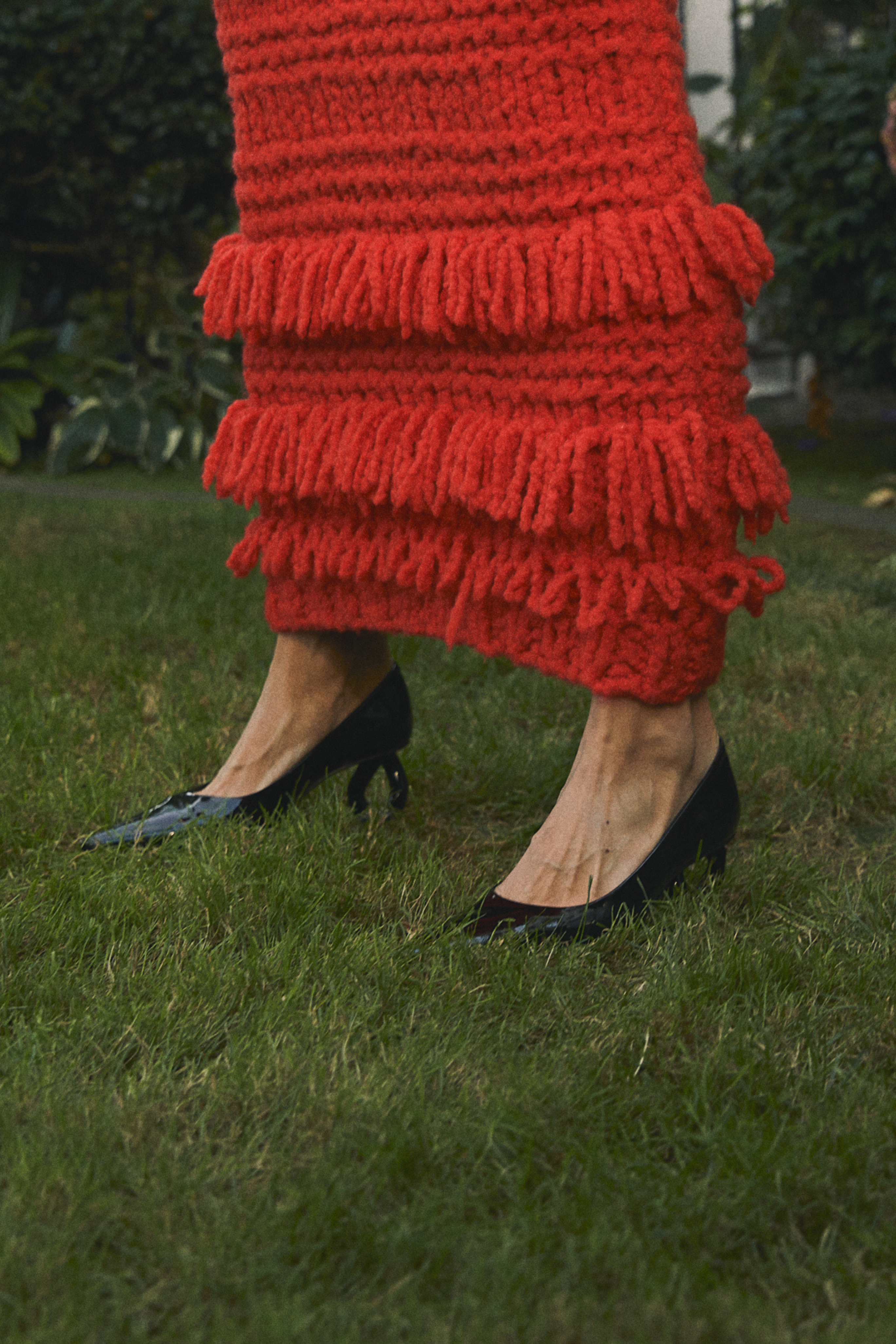 CHRISTOPHER JOHN ROGERS Handknit Fringe Maxi Dress