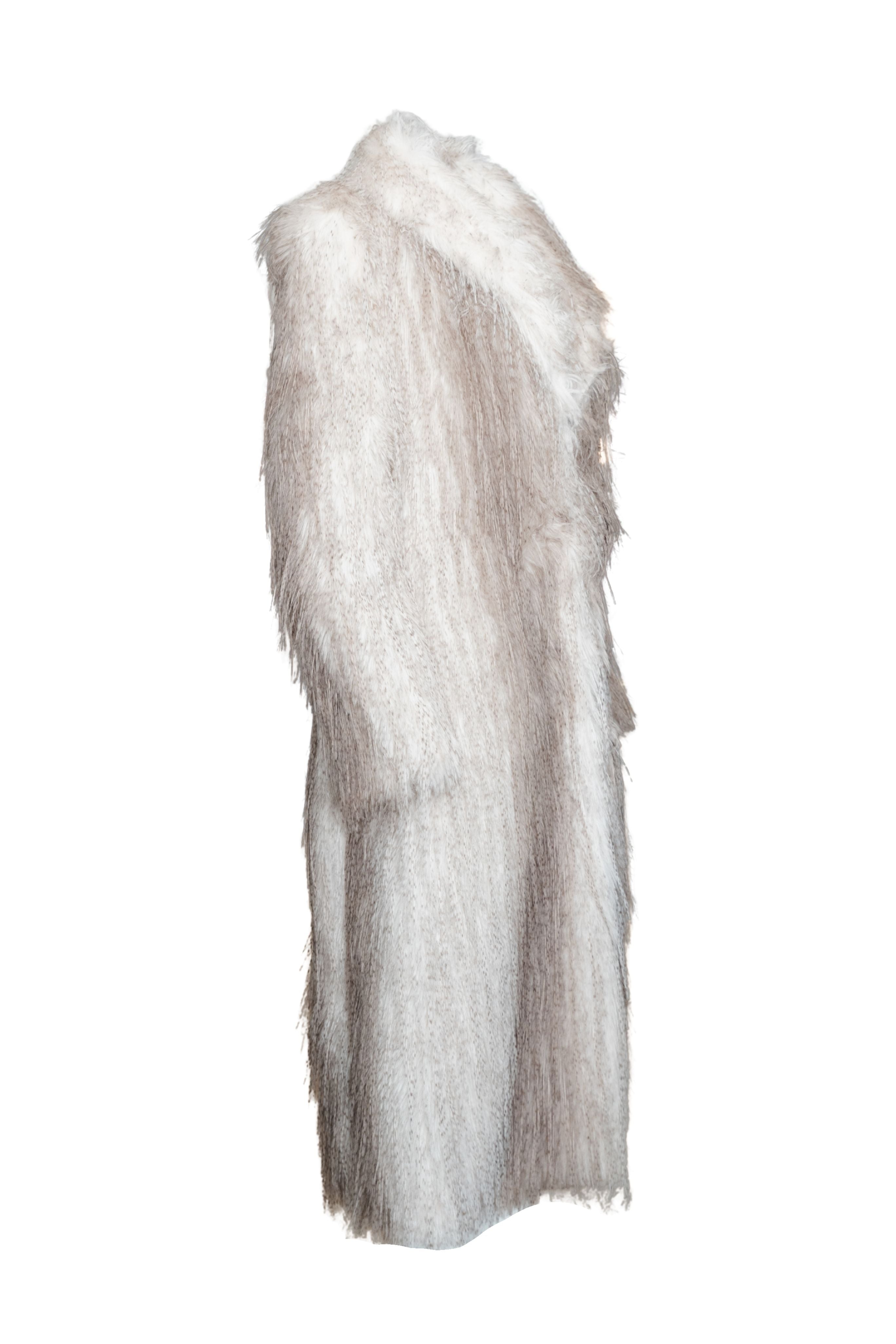 Faux Fur Coat with Shawl Collar