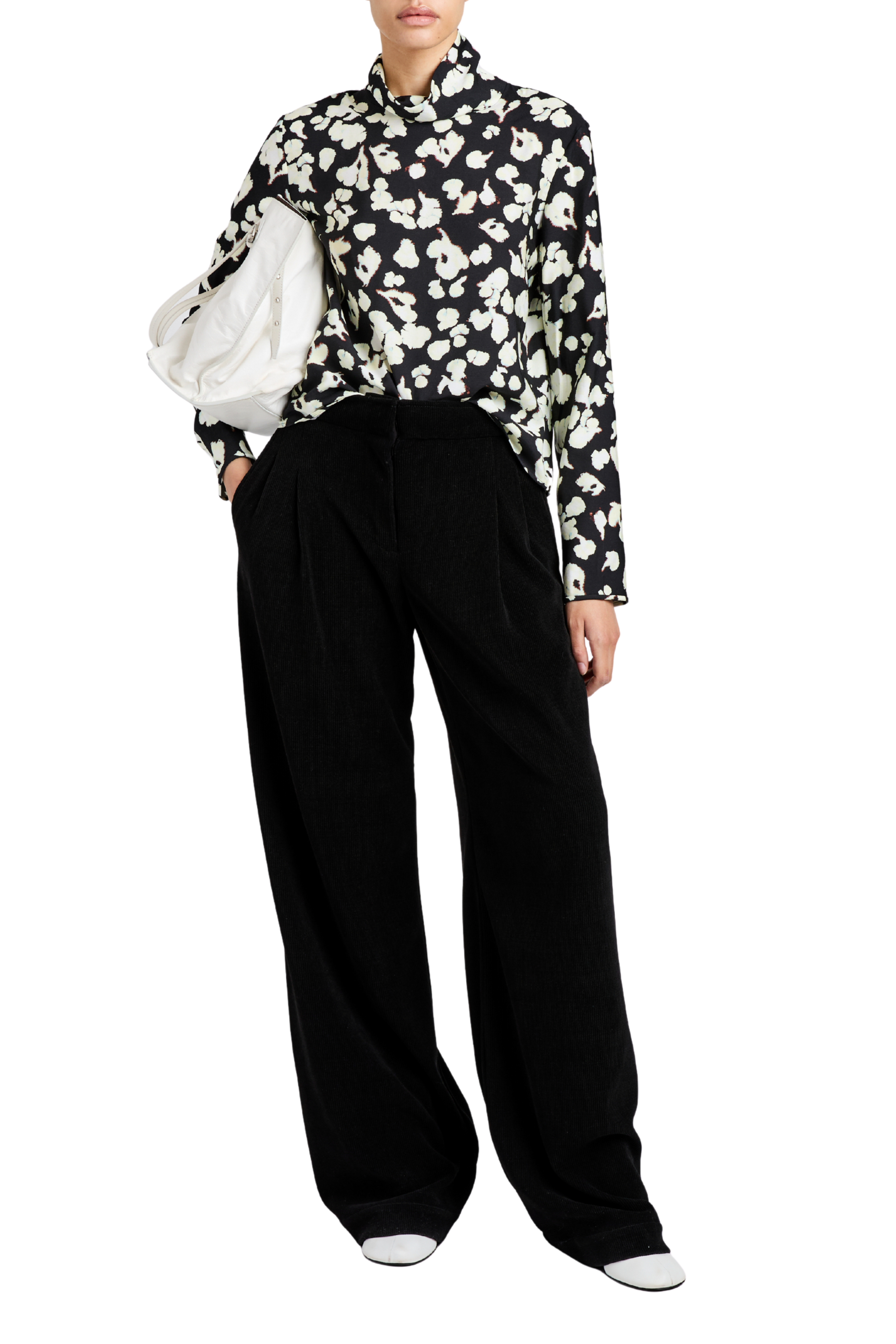 Ansel Top In Printed Soft Twill