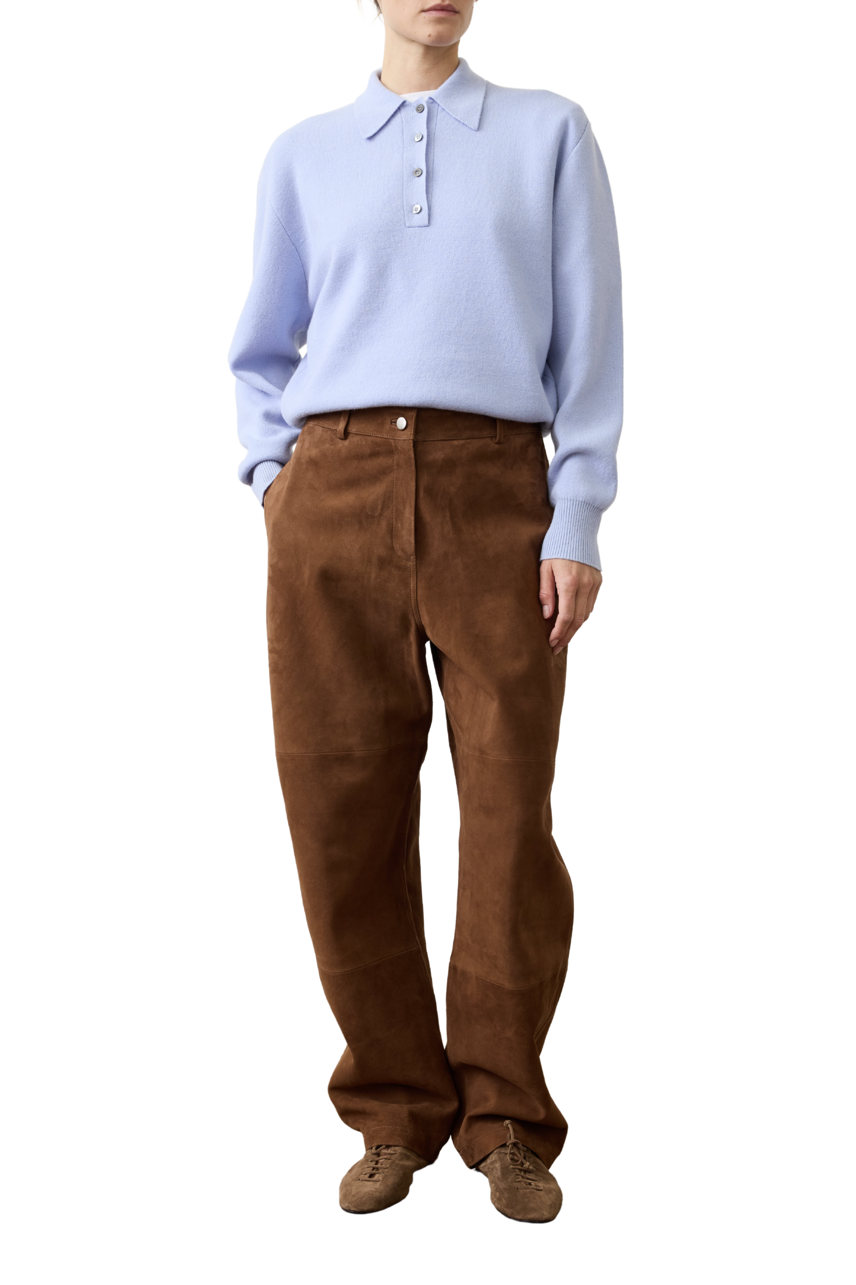 Relaxed Fit Suede Trousers