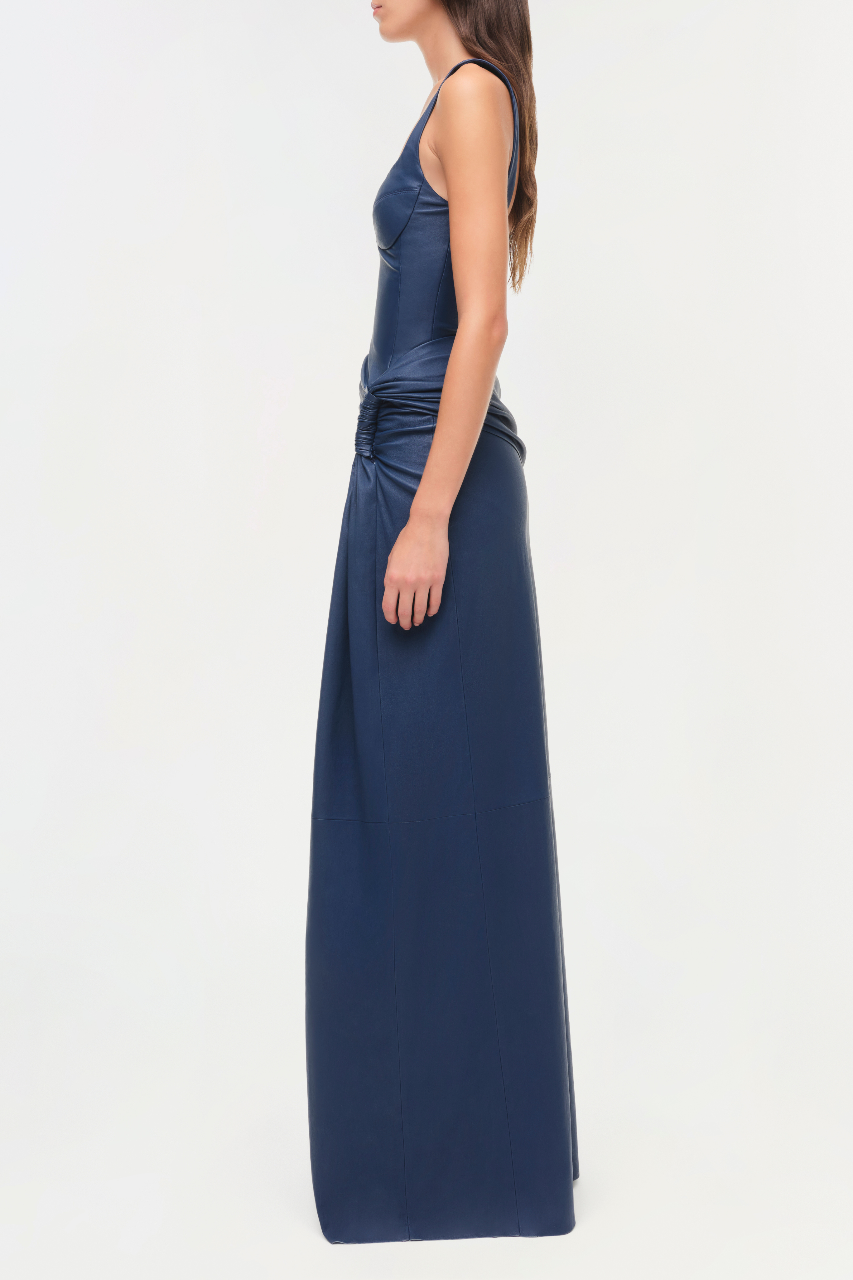Lyle Draped Leather Dress