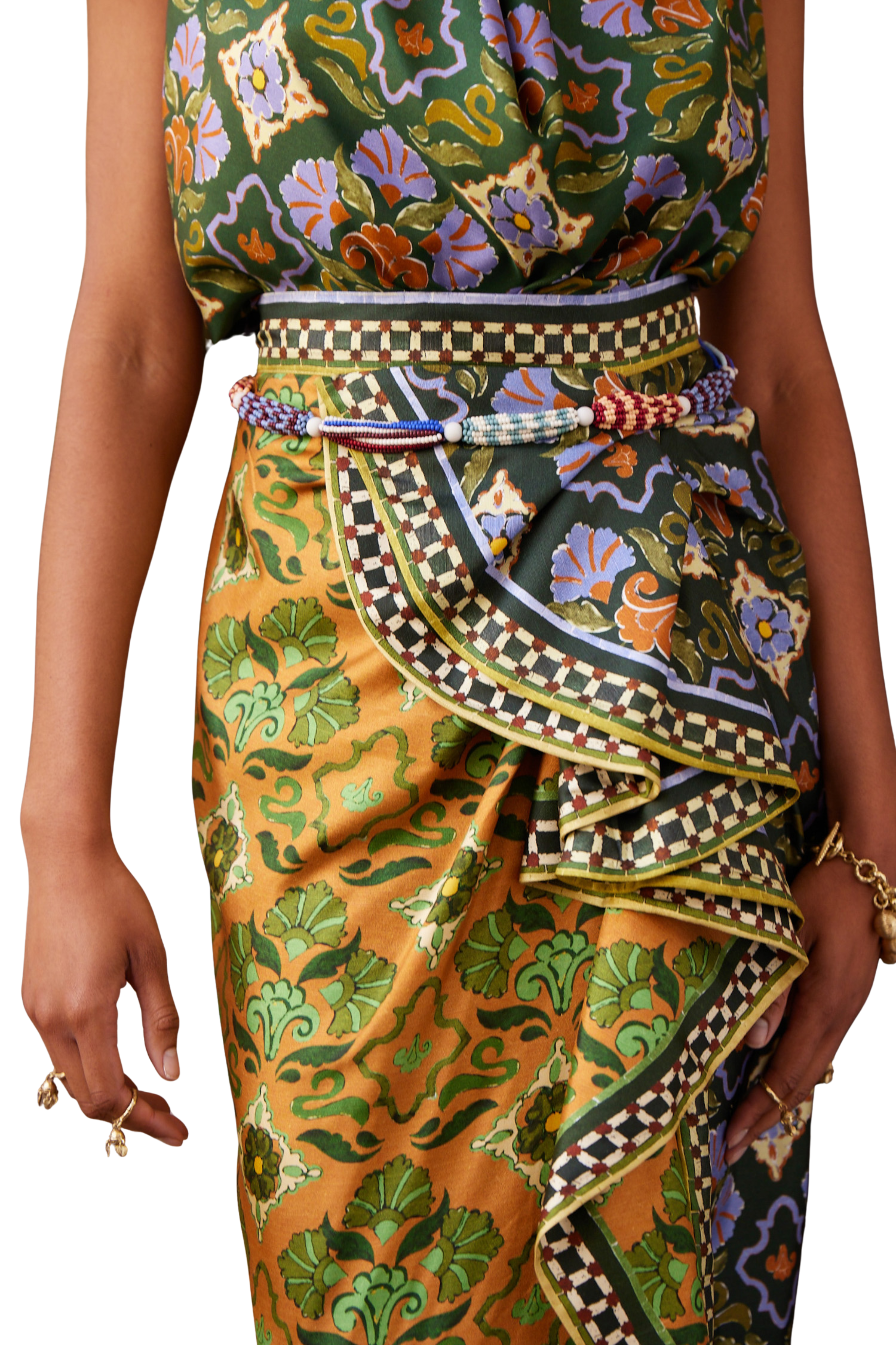 Cece Spliced Silk Skirt