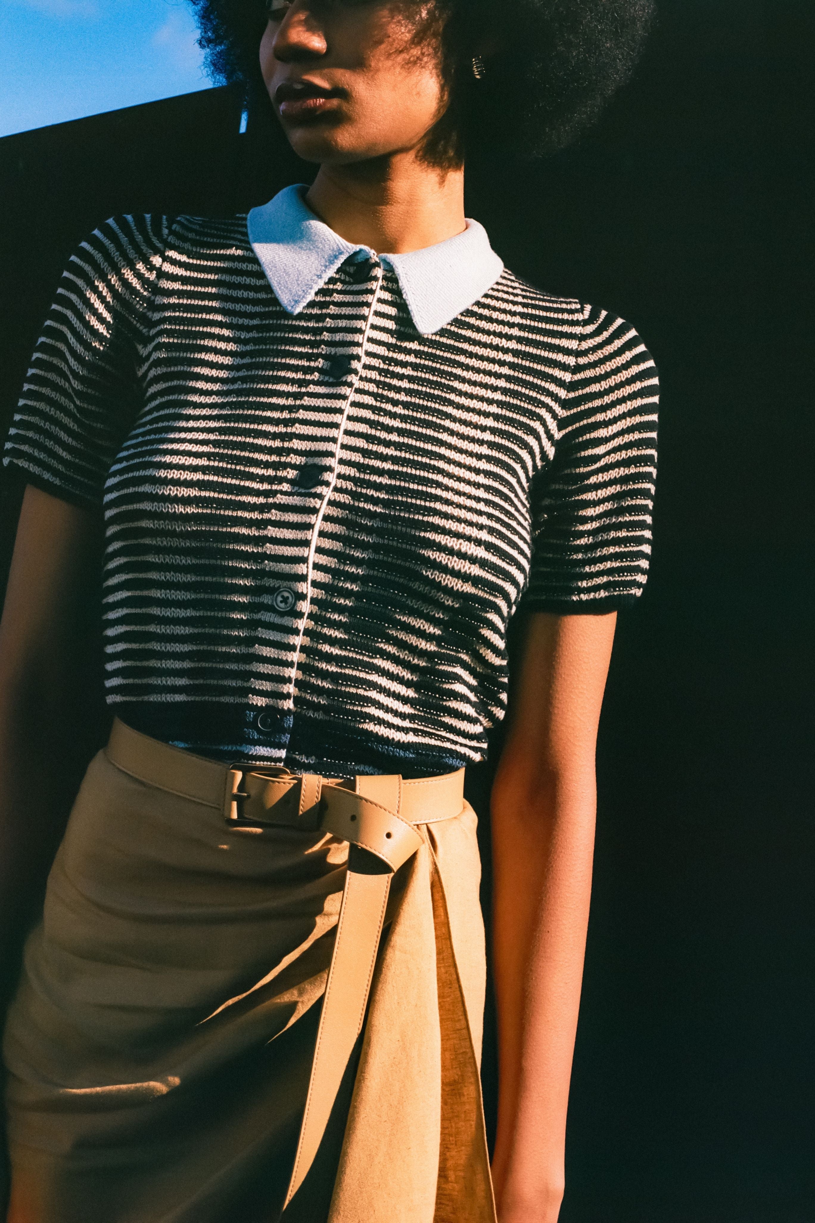 Wave Knit Short Sleeve Polo Shirt