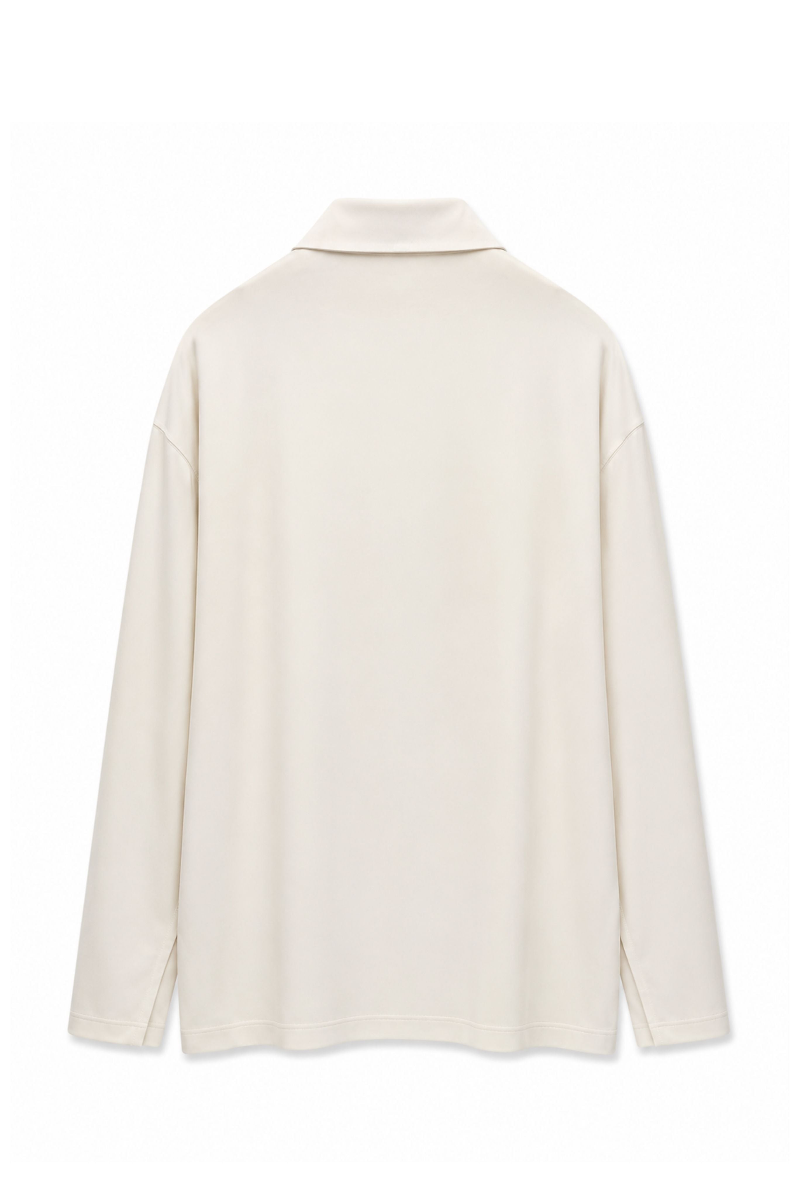 Long Sleeve Top with Tie Back High Neck in Cream