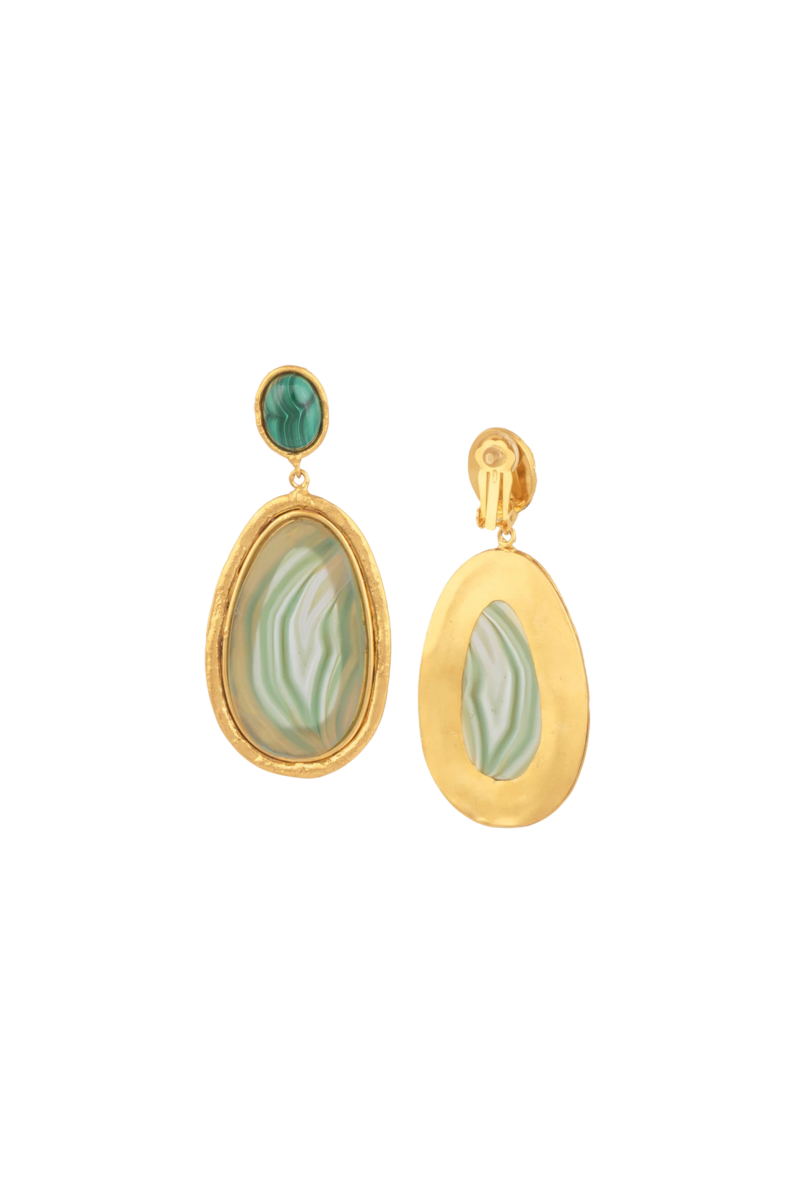 Dakota Earrings - Green Agate & Malachite