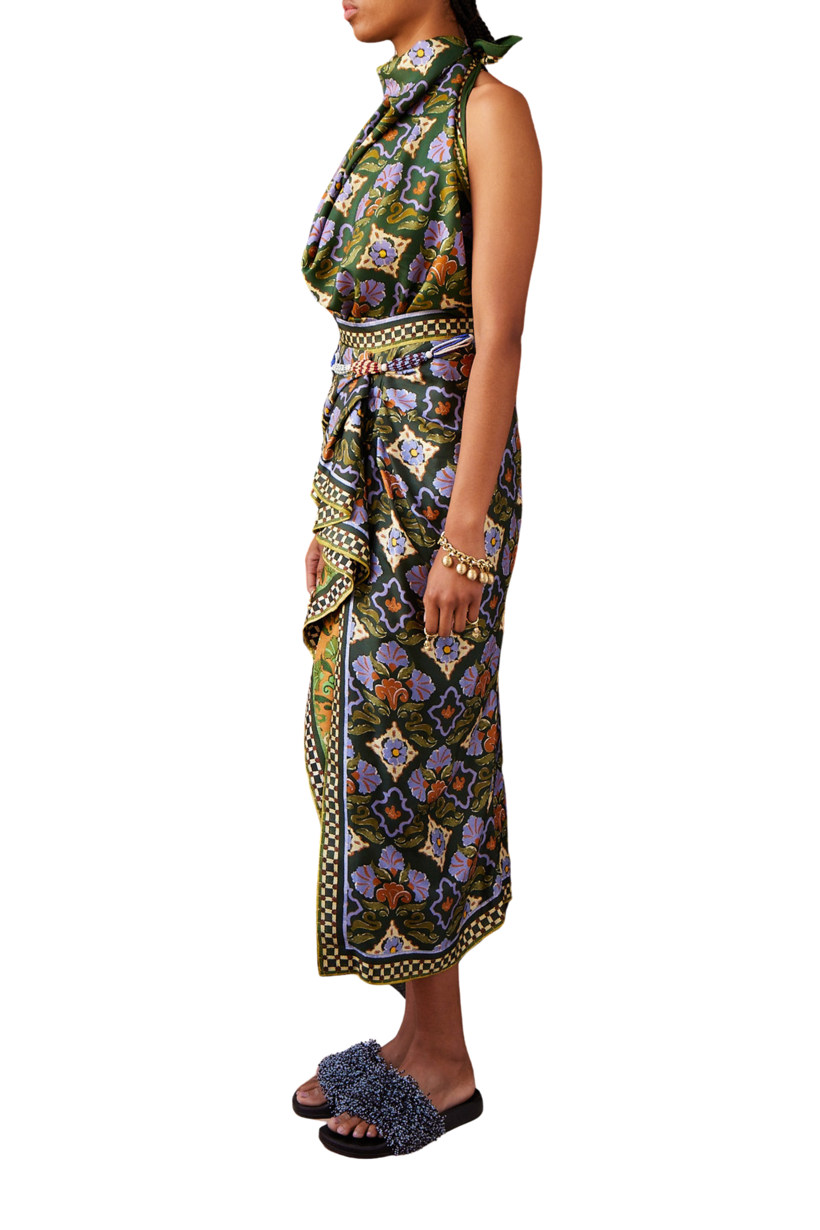 Cece Spliced Silk Skirt