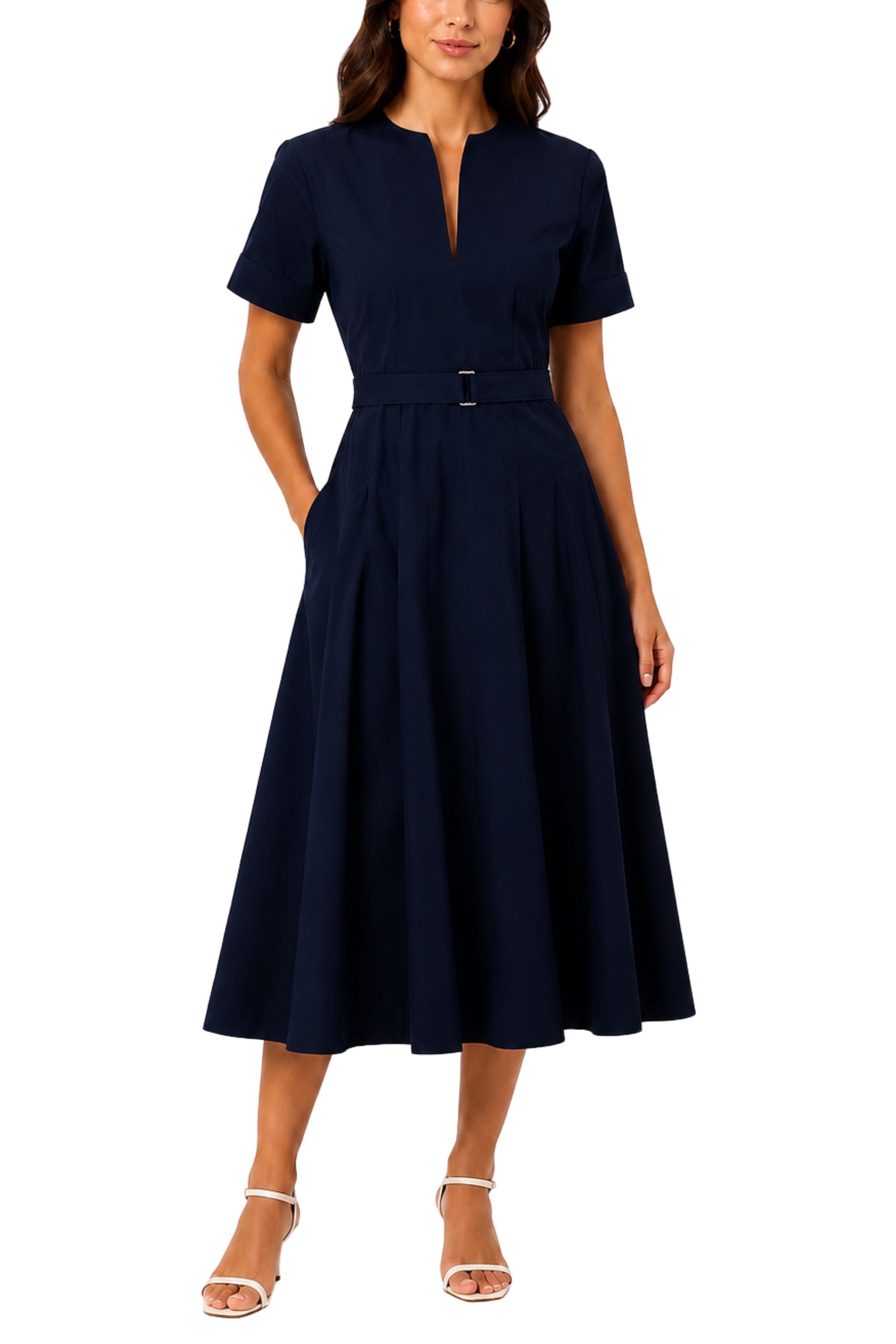 Corinne Cotton Midi Dress - Midnight
