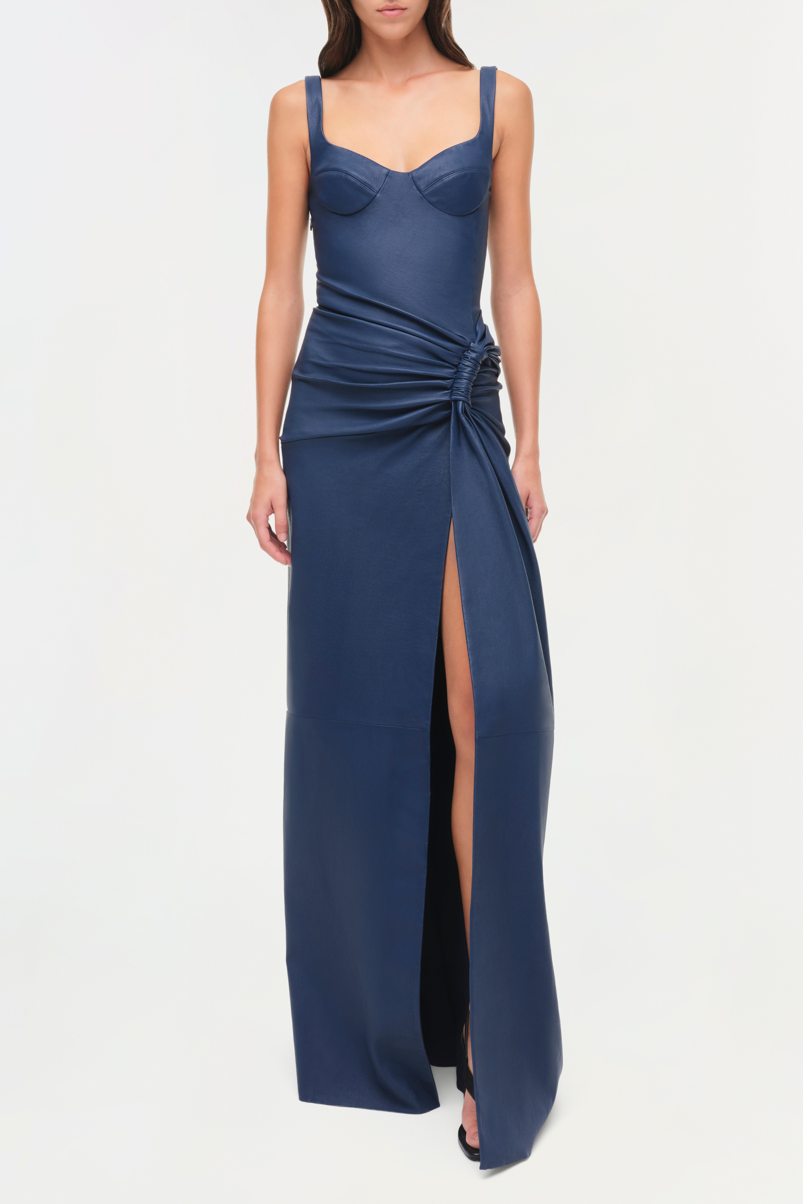 Lyle Draped Leather Dress