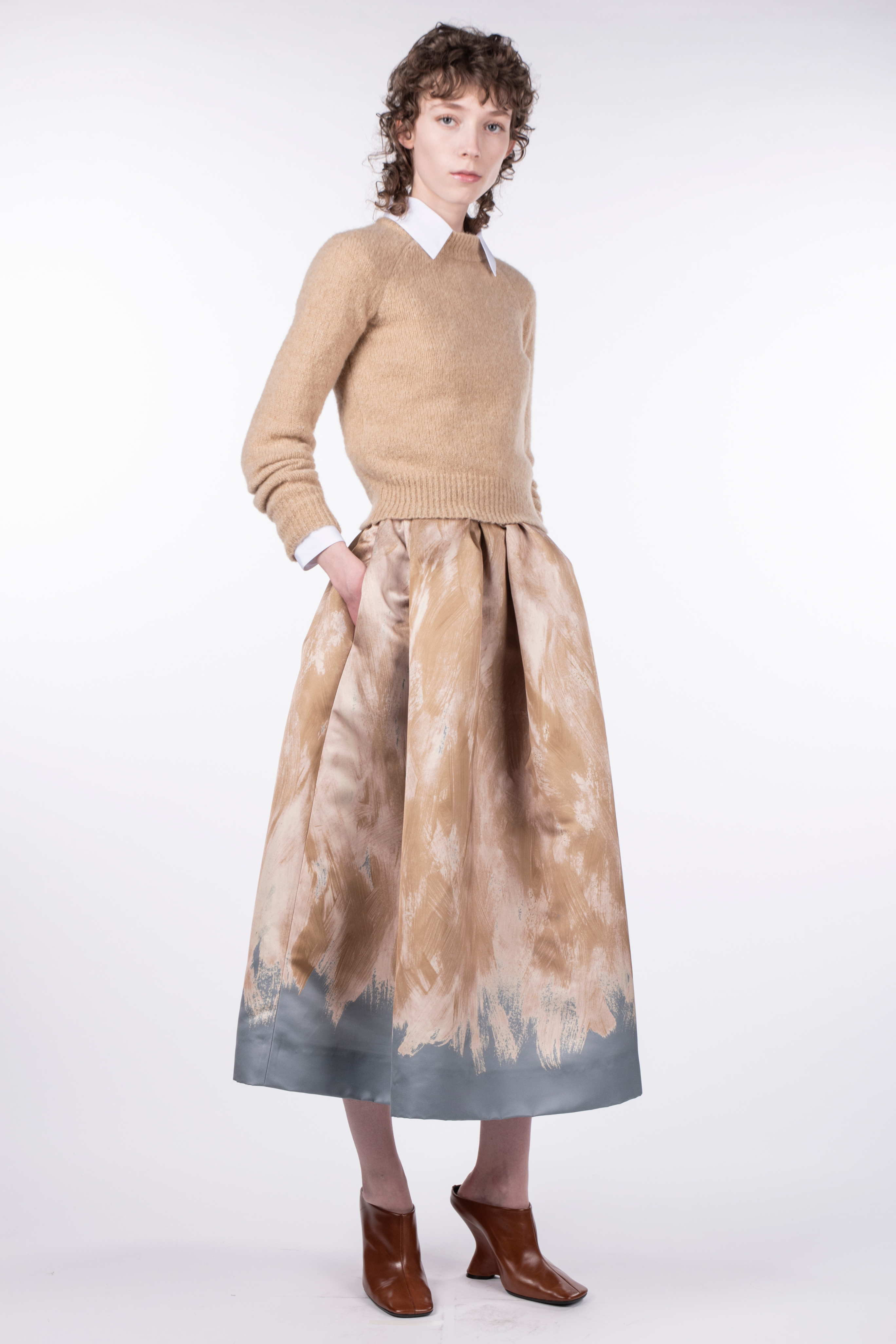 Soni Printed Satin Skirt
