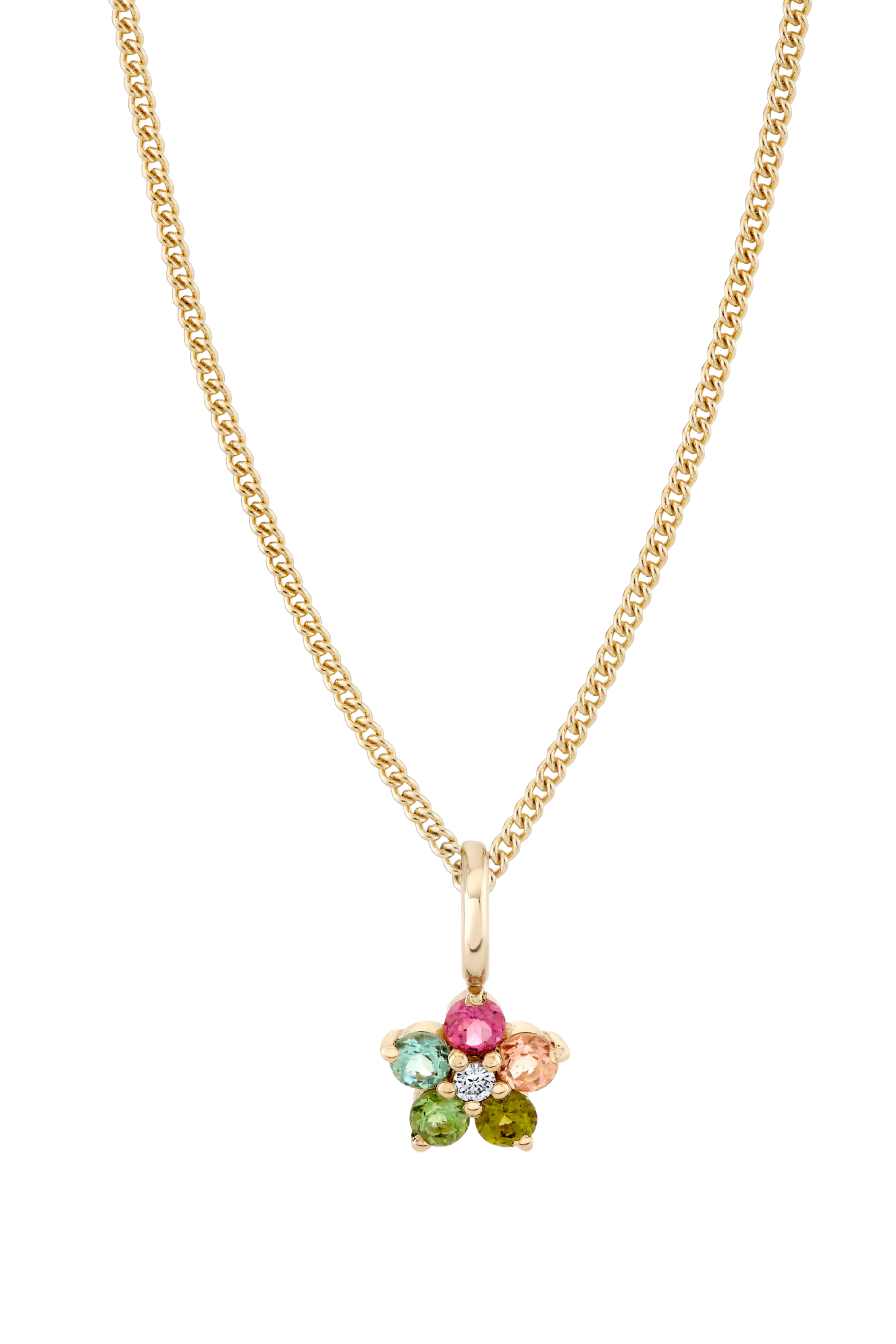 Tourmaline and Diamond Aurora Charm Necklace