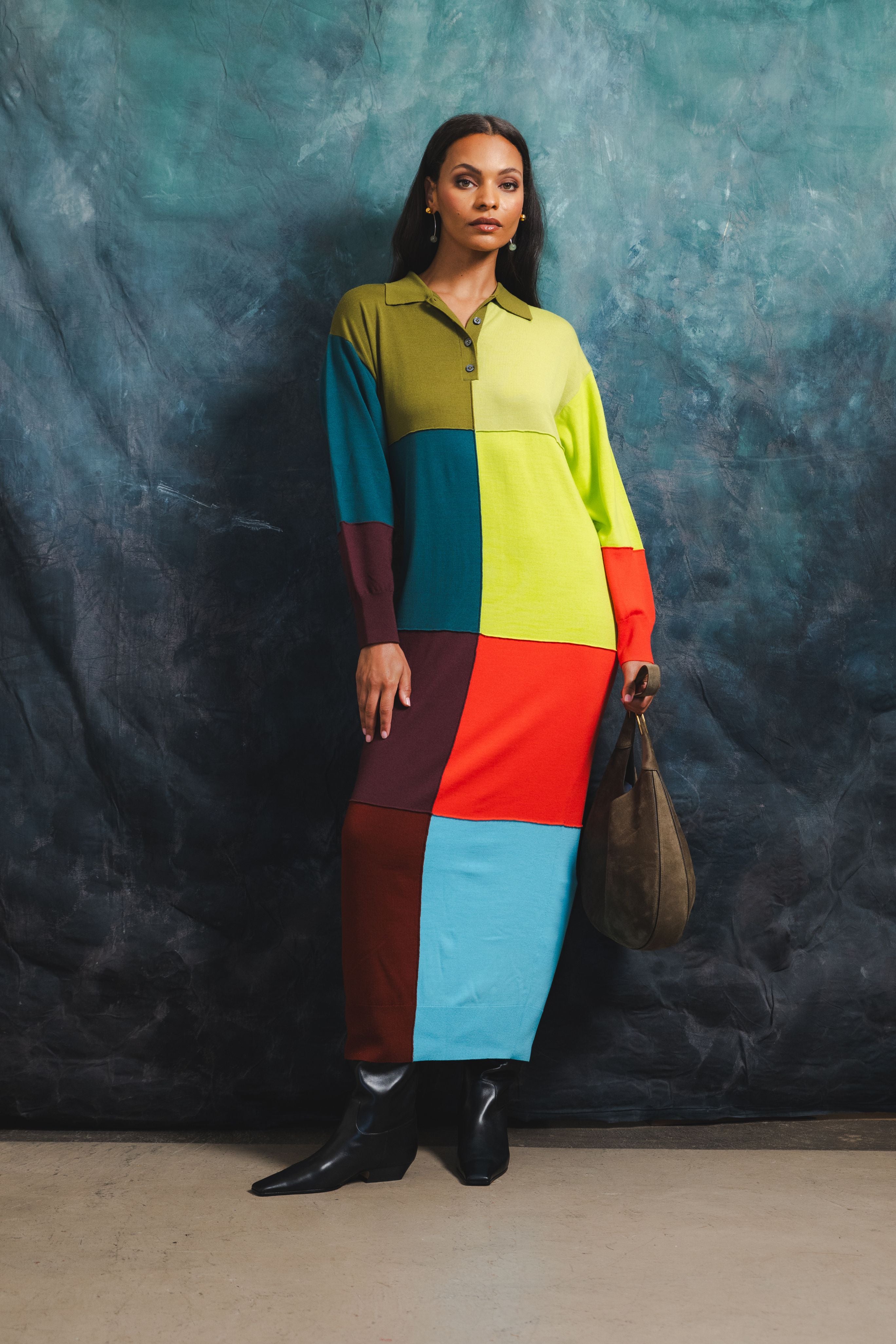 Relaxed Patchwork Polo Sack Dress