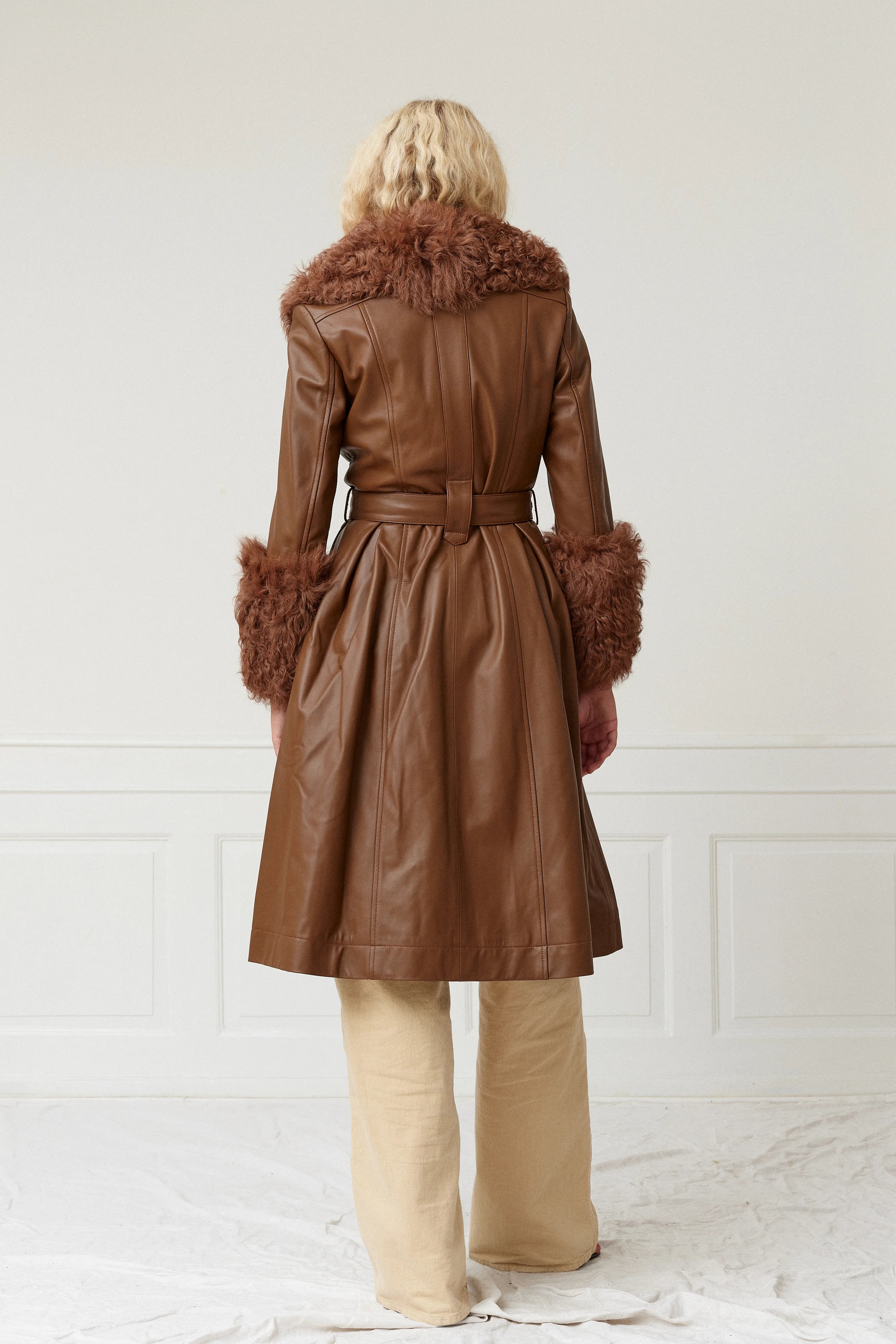 SAKS POTTS Foxy Sherling Coat in Walnut