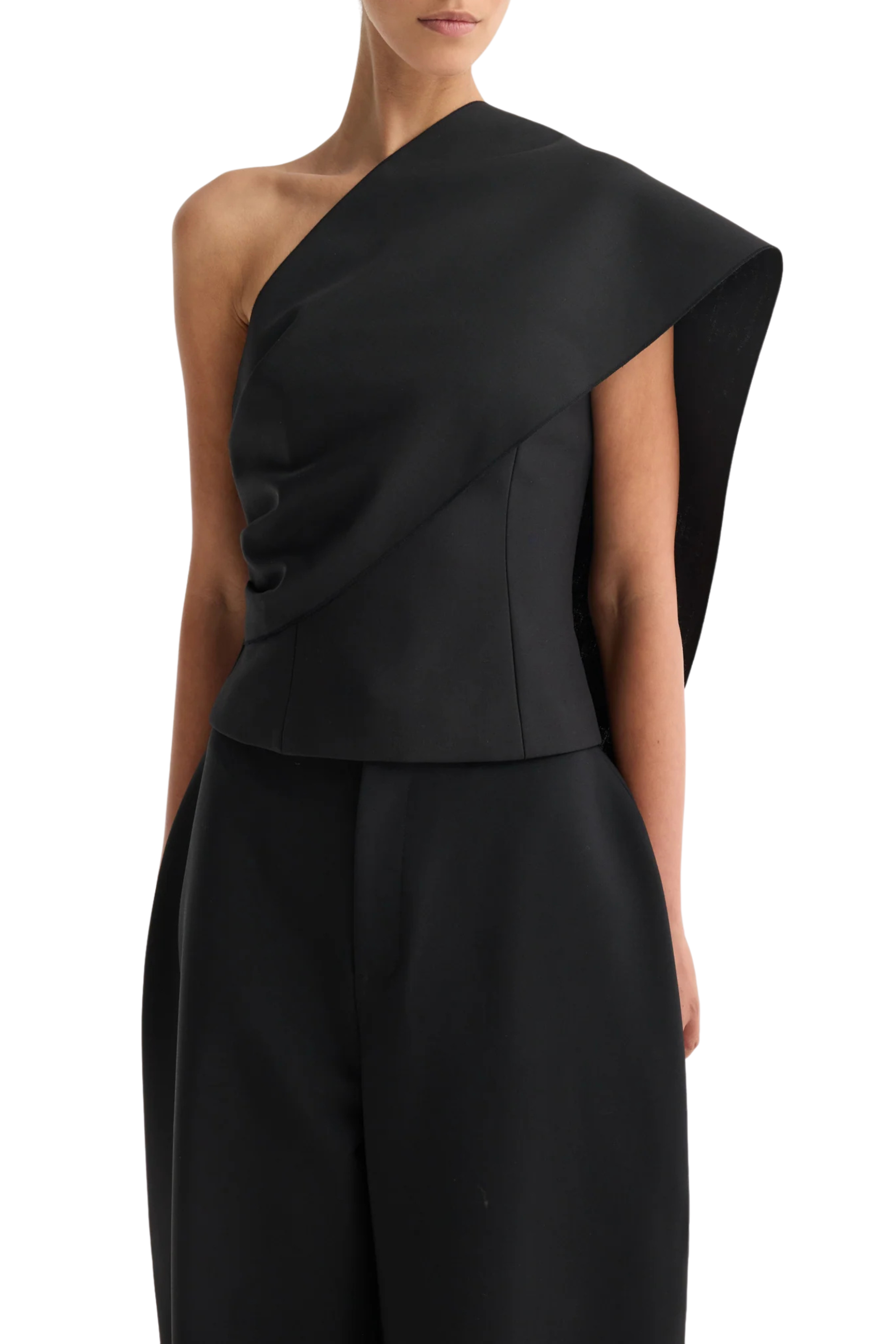 One-Shoulder Cape Top