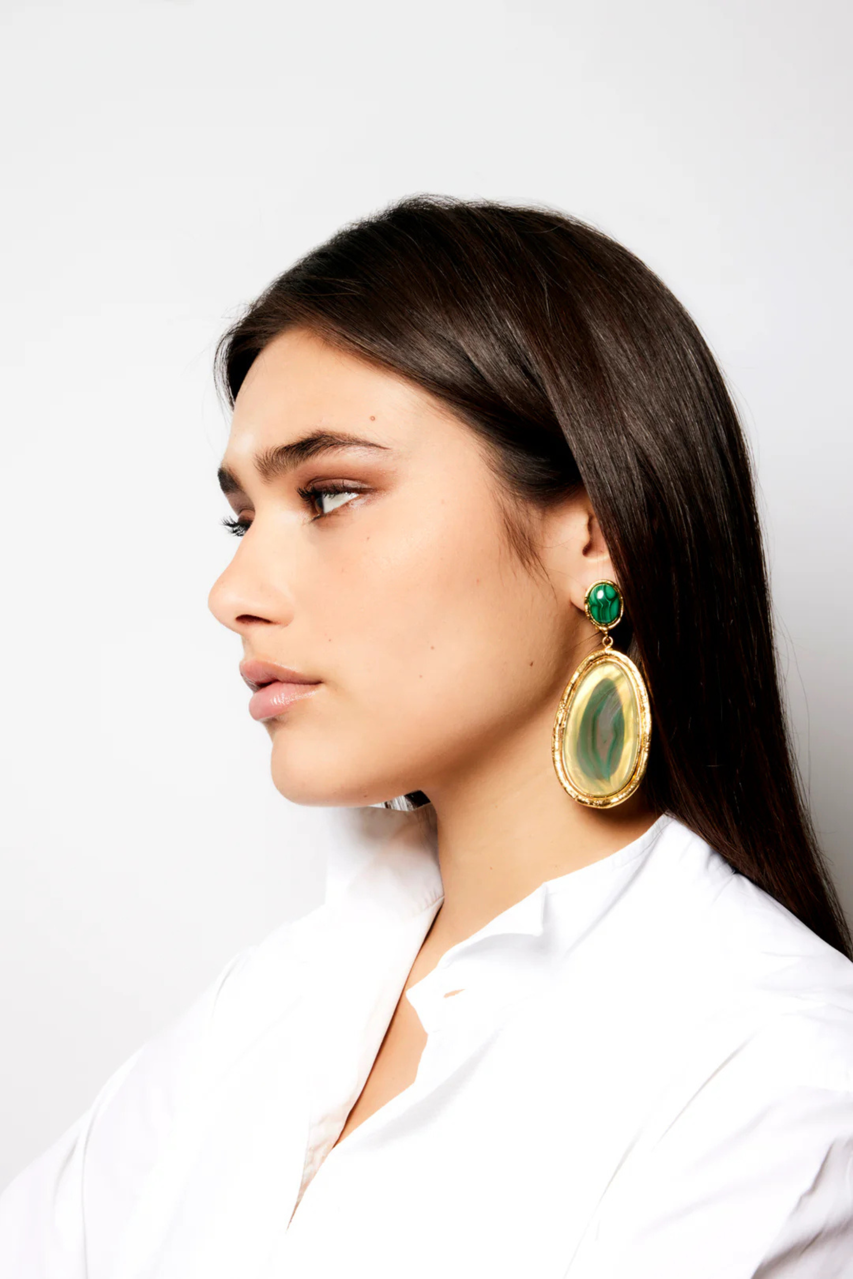 Dakota Earrings - Green Agate & Malachite