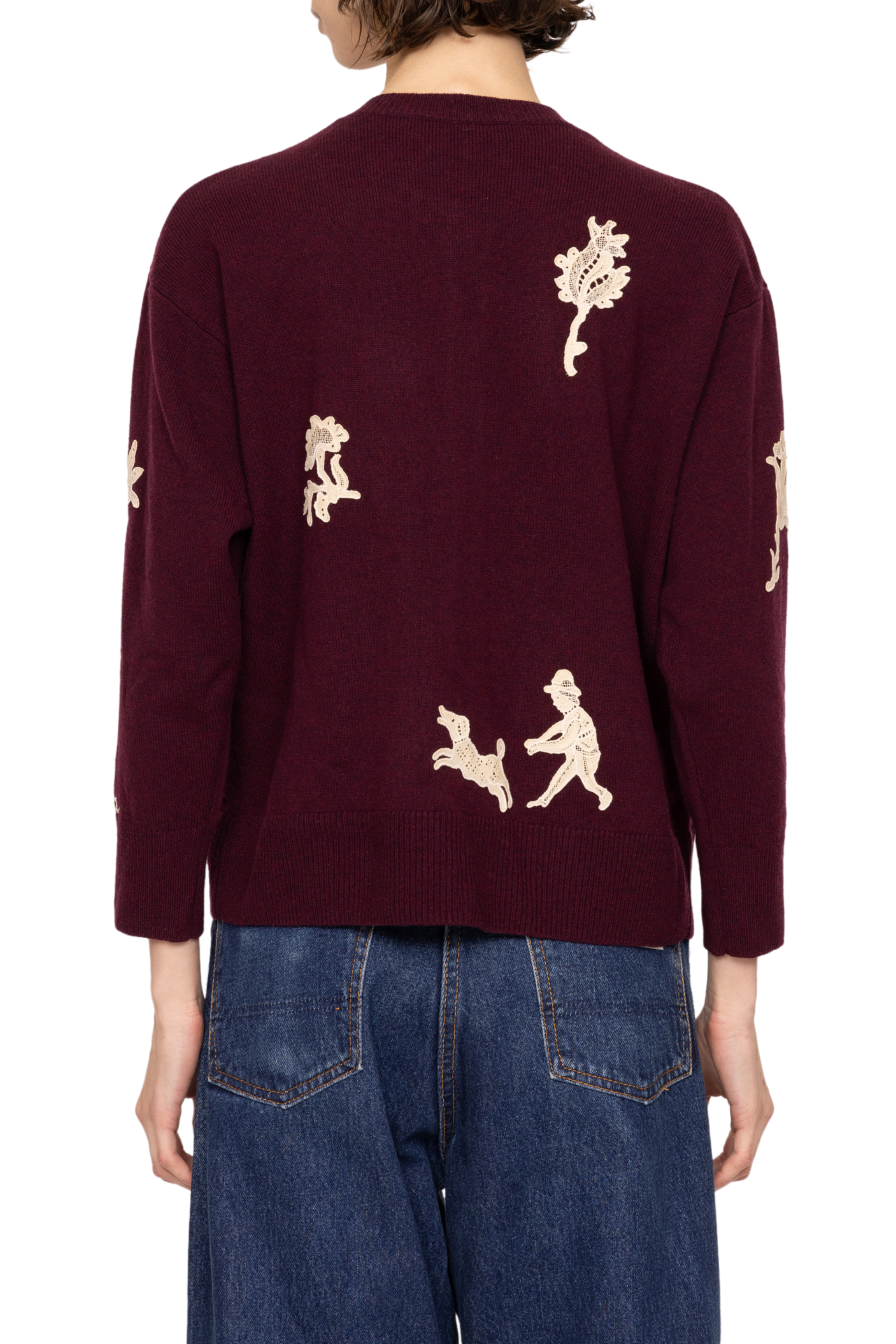 Mika Applique Cardigan - Burgundy