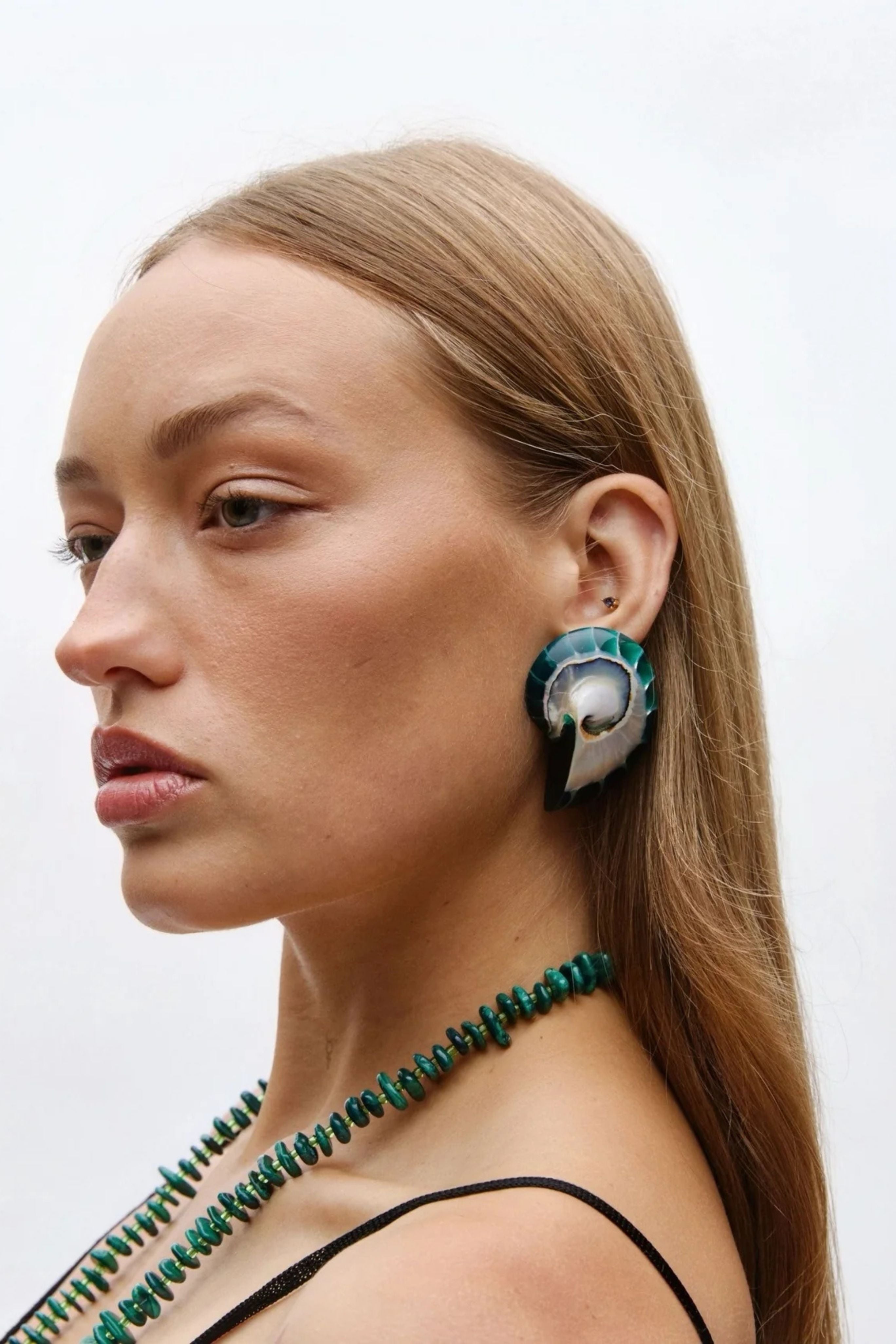 Nautilus Earrings in Green