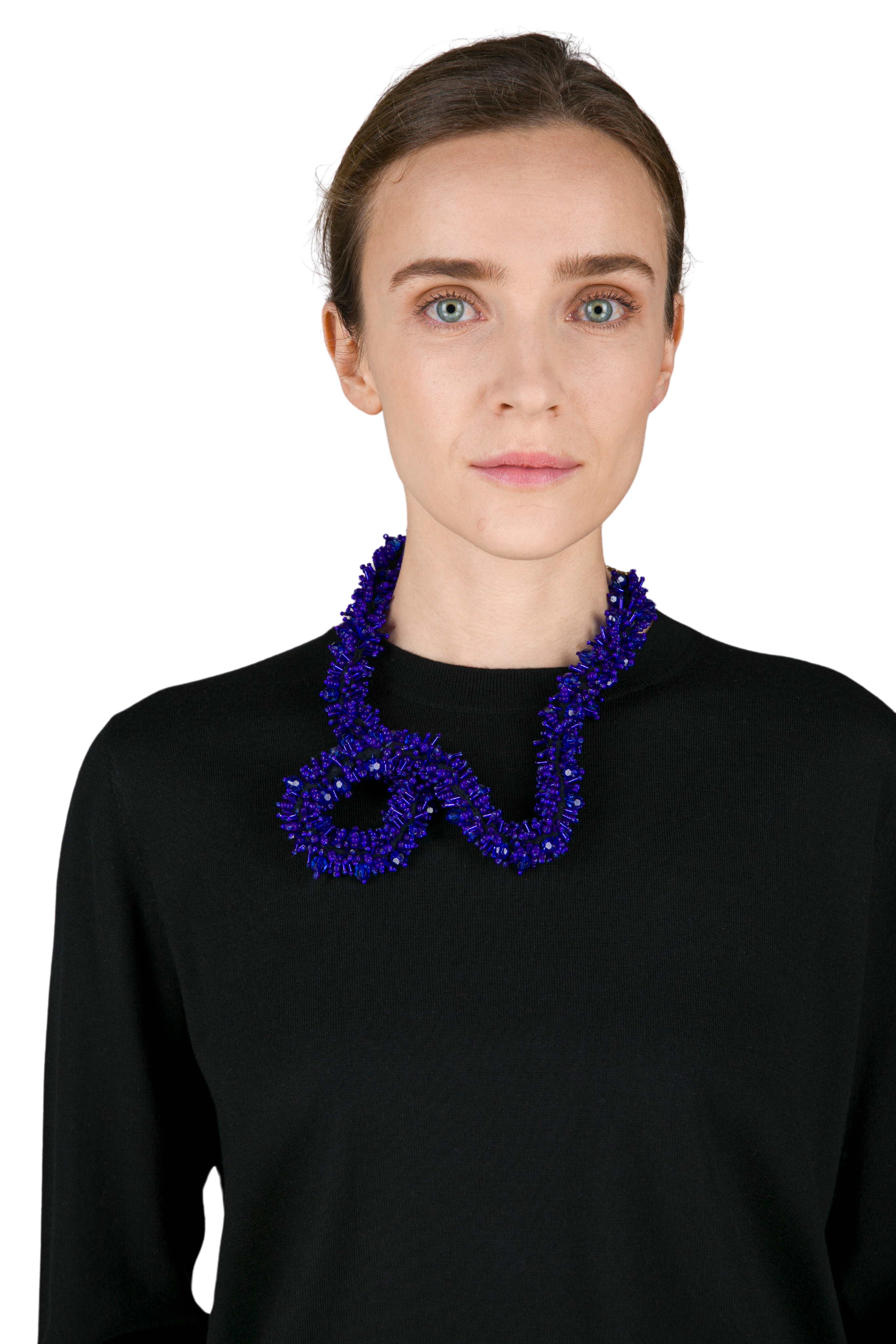 Abstract Twisted Necklace in Blue