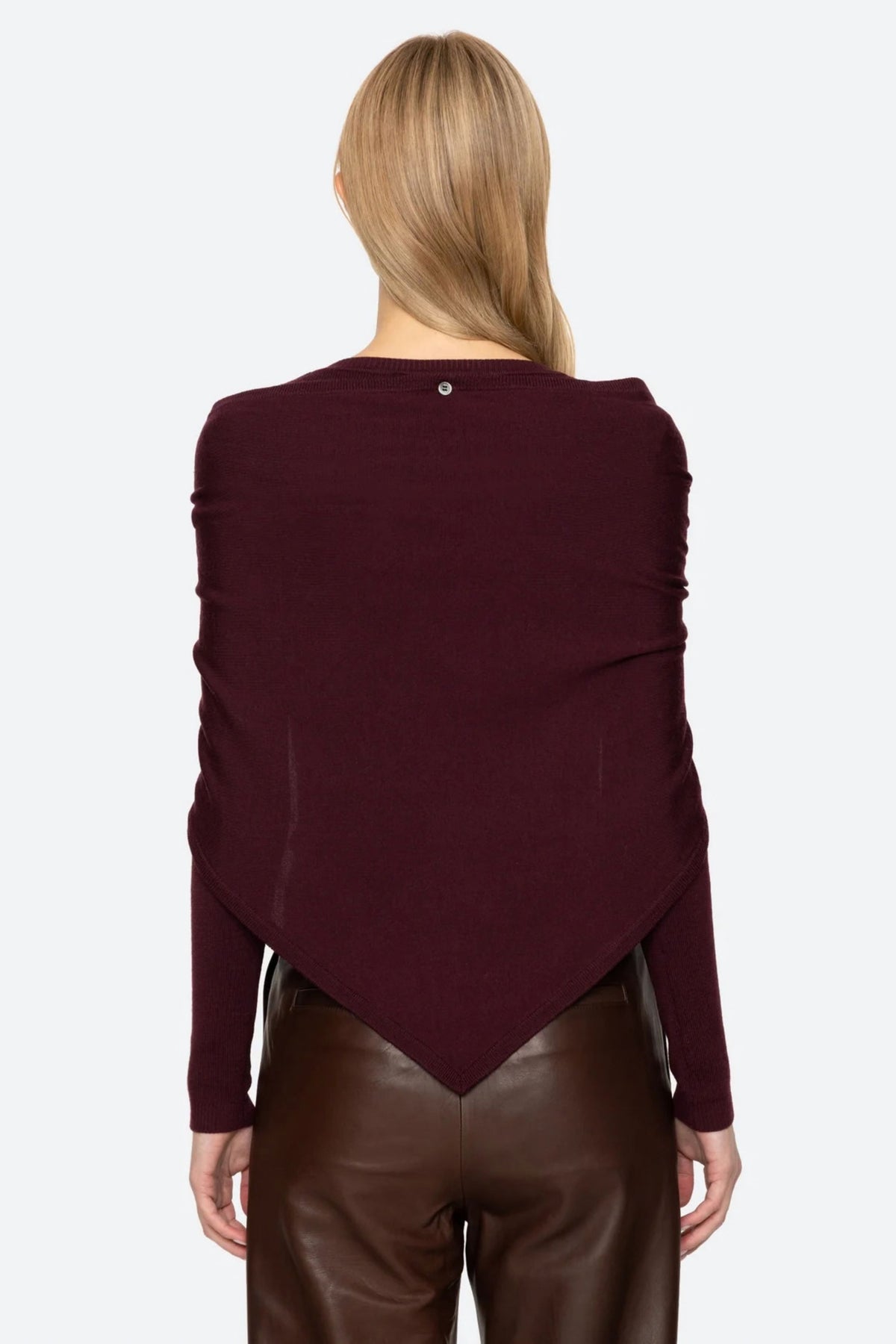 Jane Henley Sweater With Scarf - Burgundy