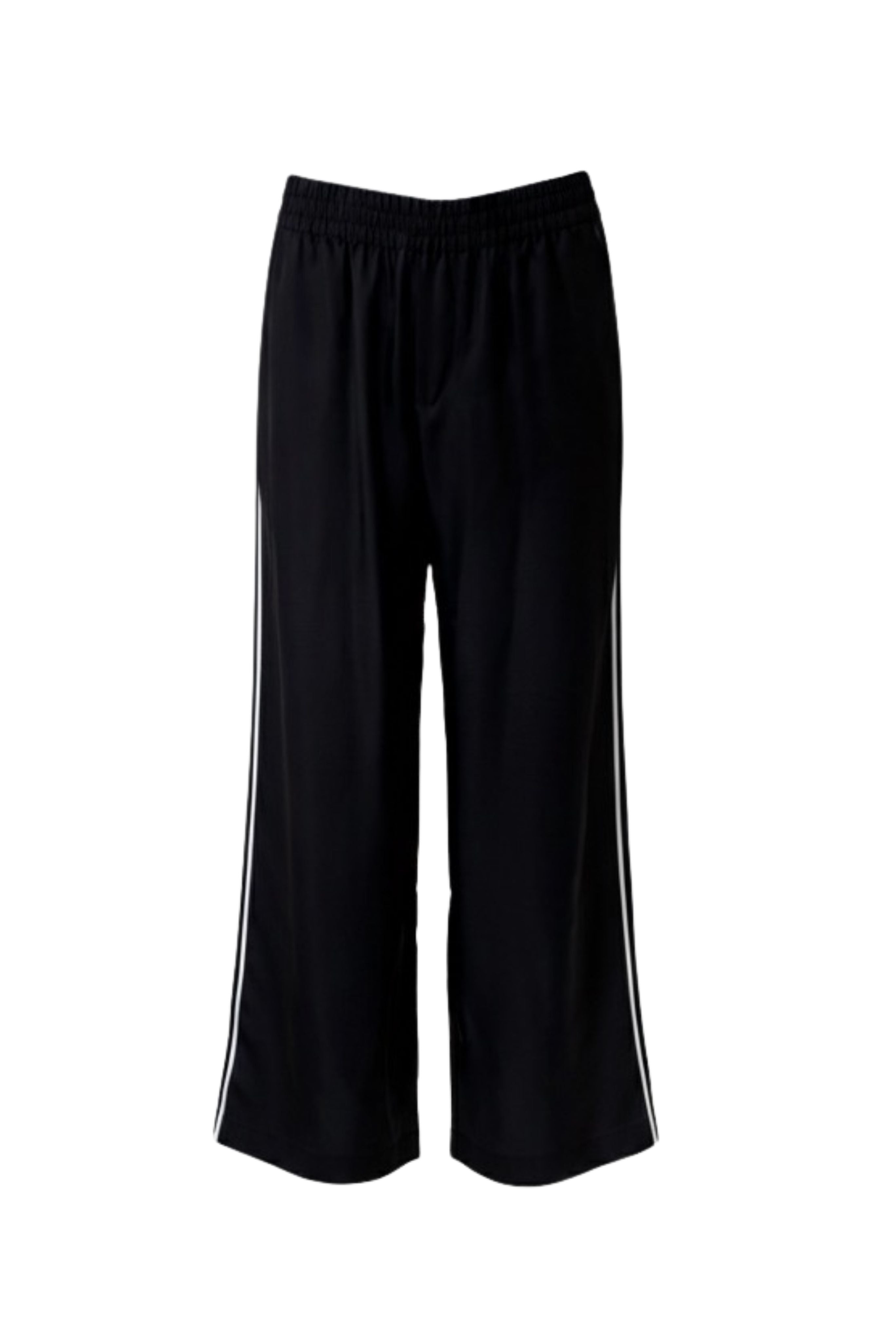Wide Leg Trousers With Piping Detail in Black