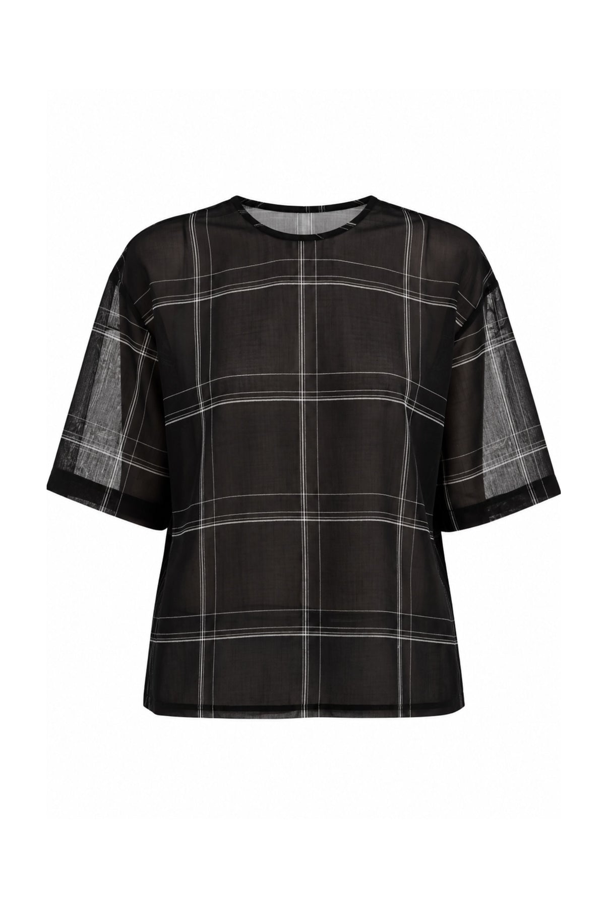 Sheer Wool Gauze Check Easy T - Black Multi