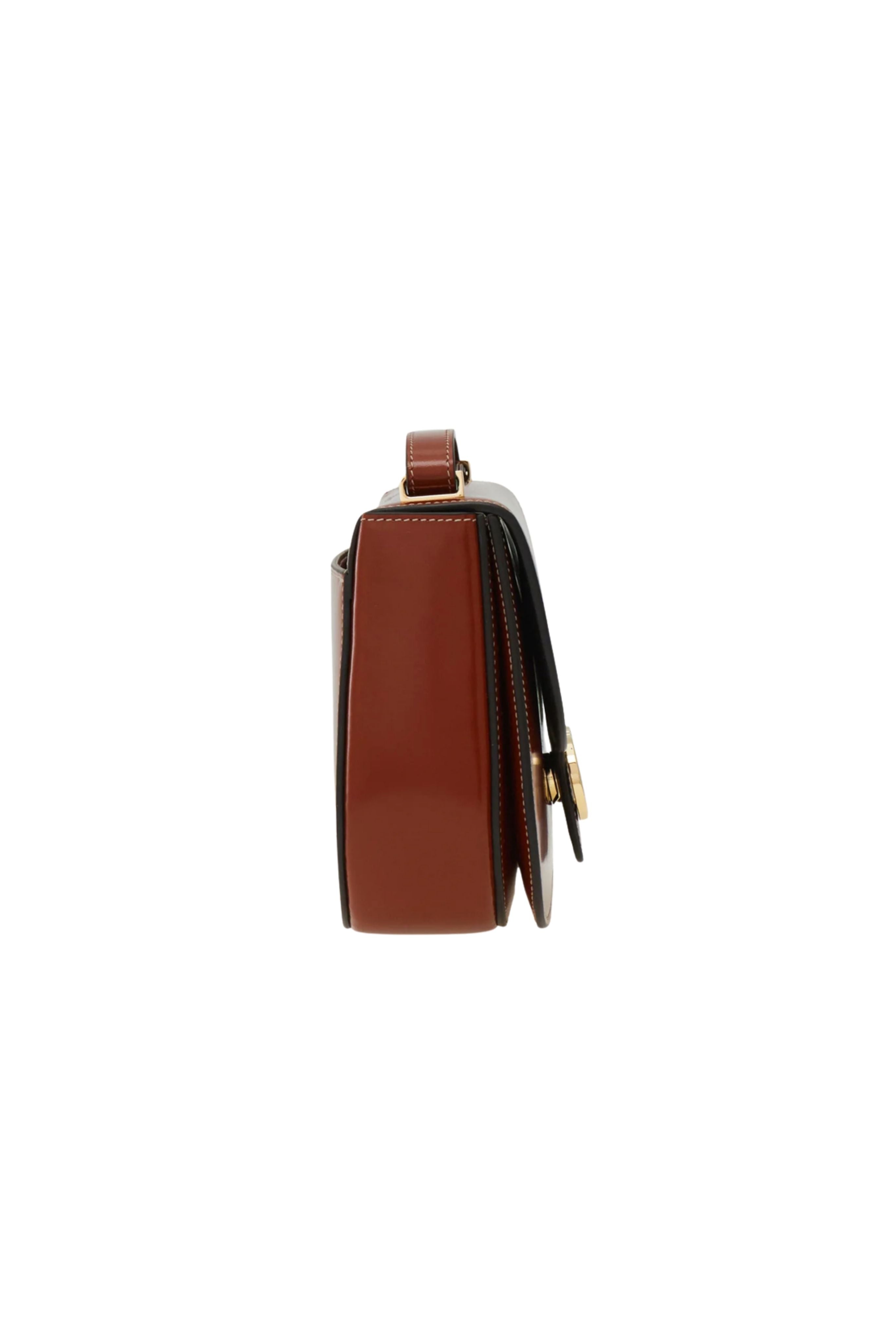 Double Gancio Smooth Shoulder Bag in Dark Cognac