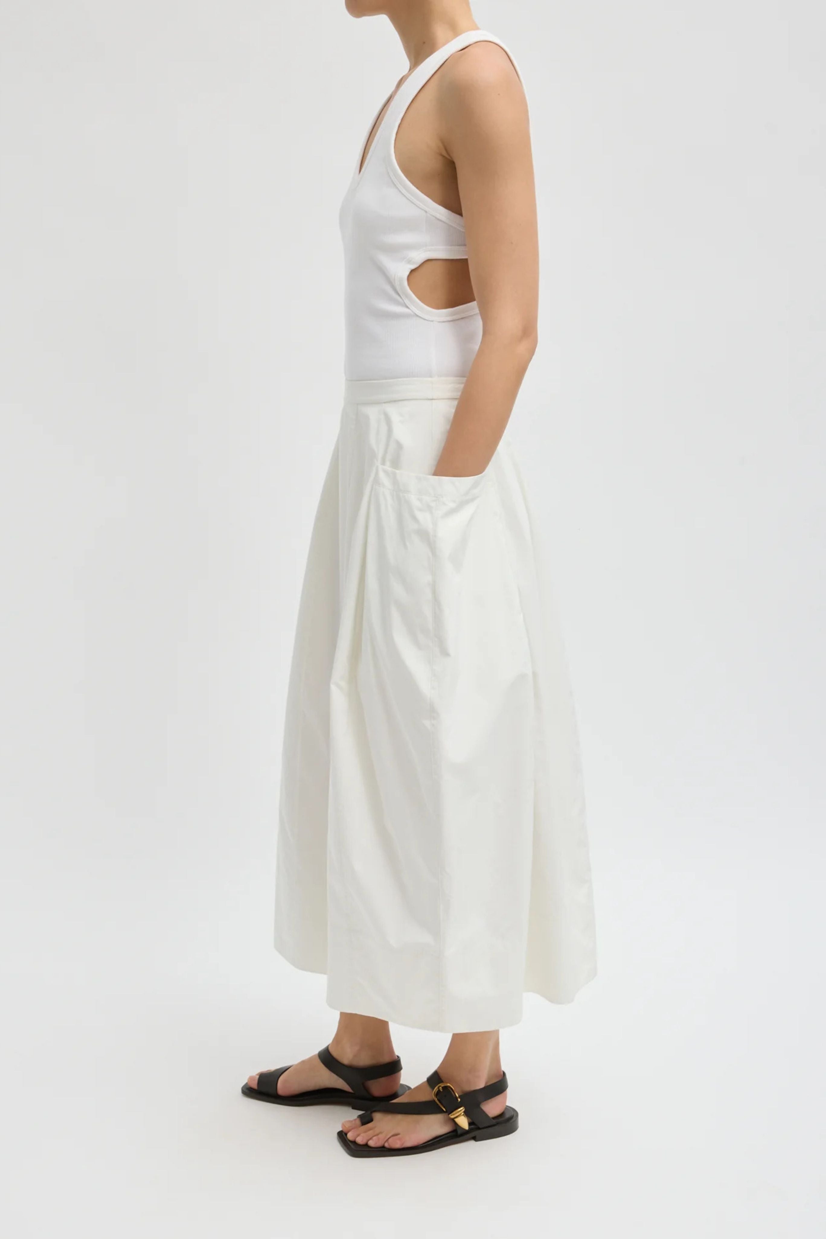 Nylon Lantern Skirt in White