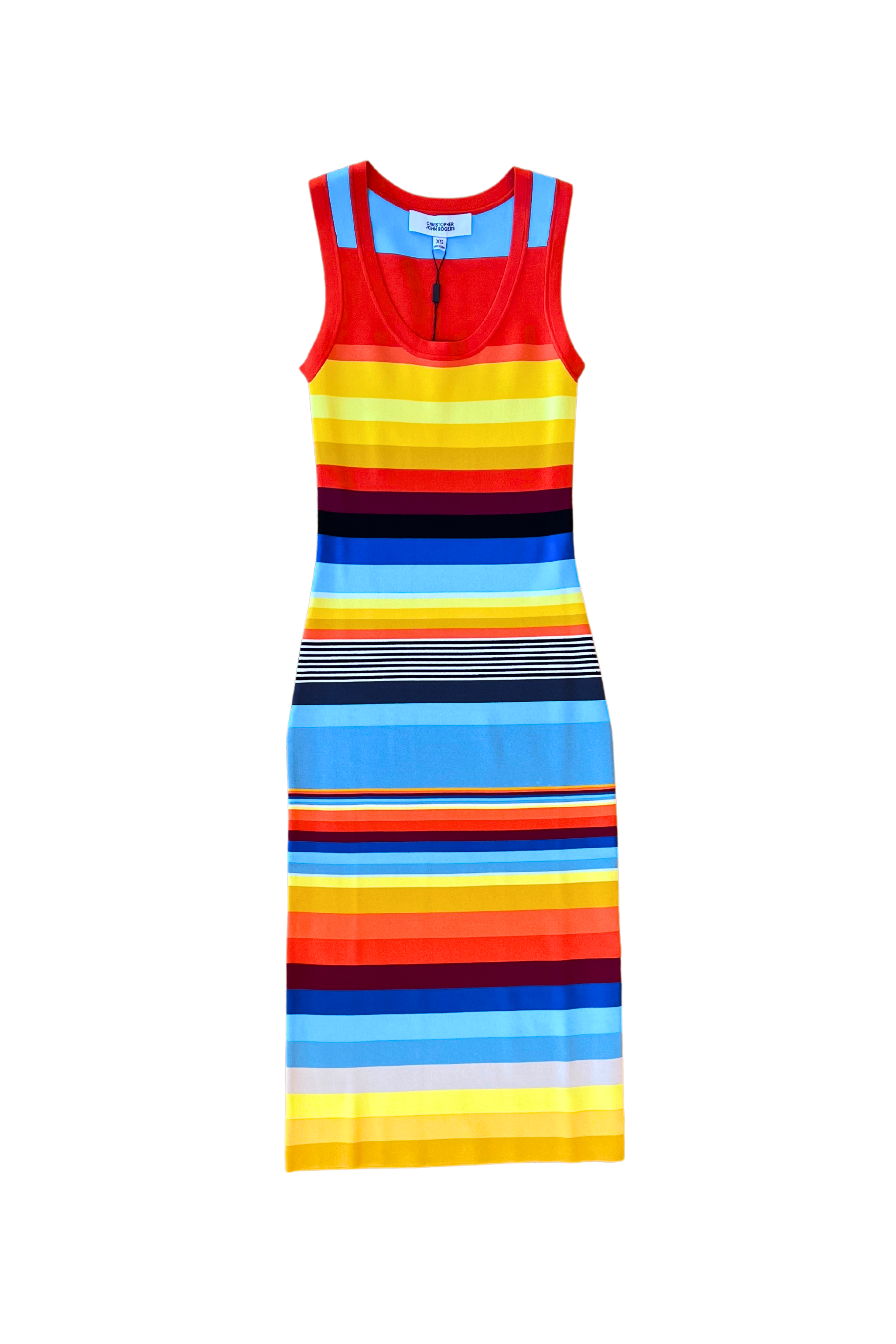 Rainbow Stripe Knit Bodycon Dress
