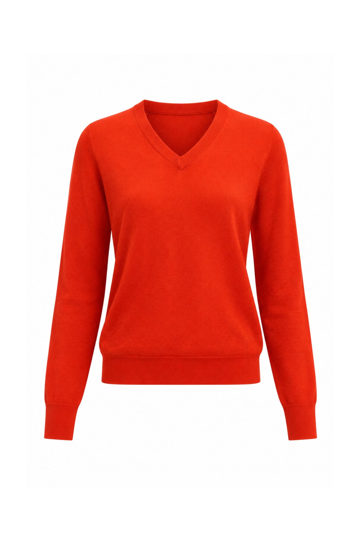 Skinlike Mercerized Wool Shrunken Vneck Sweater - Red