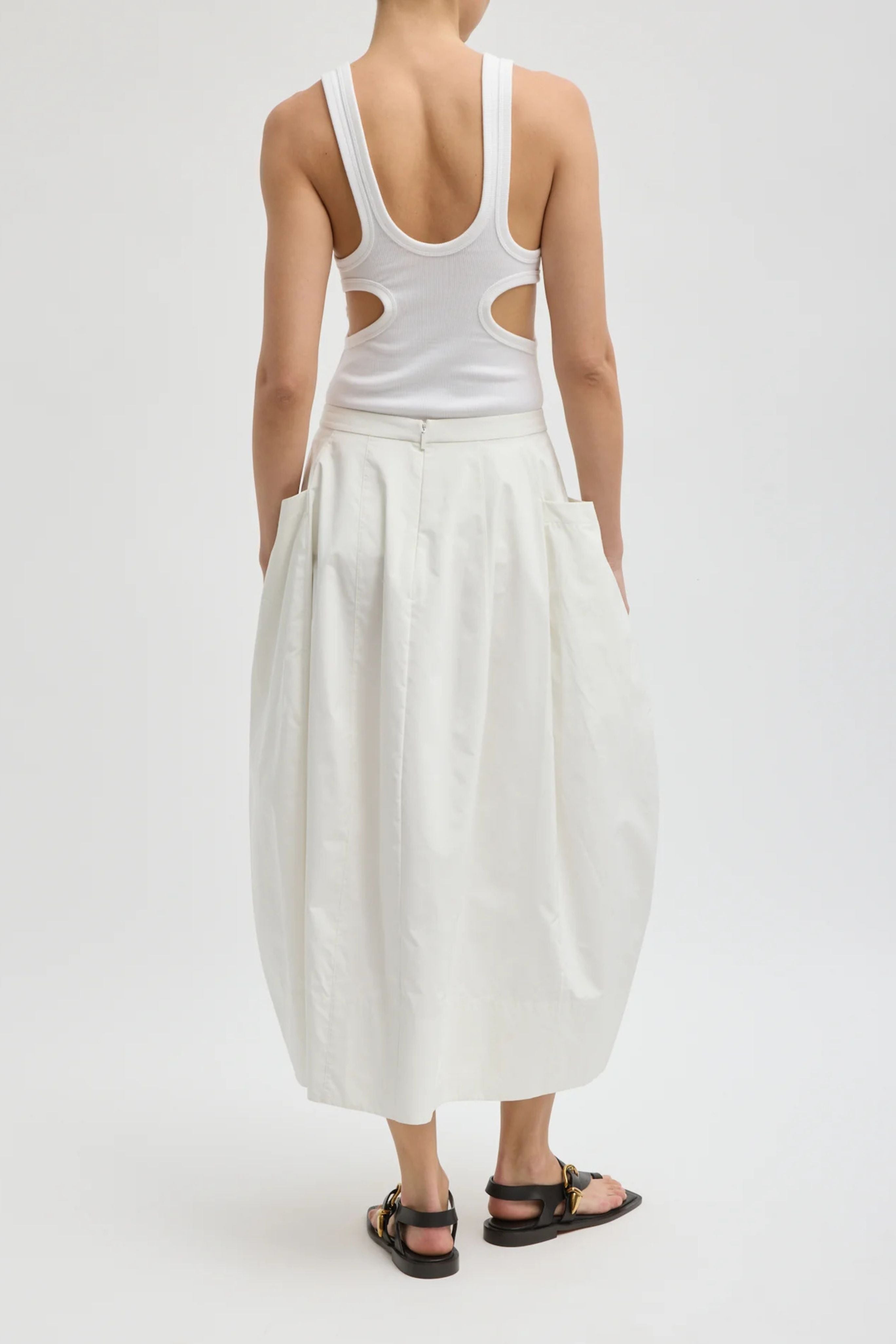 Nylon Lantern Skirt in White