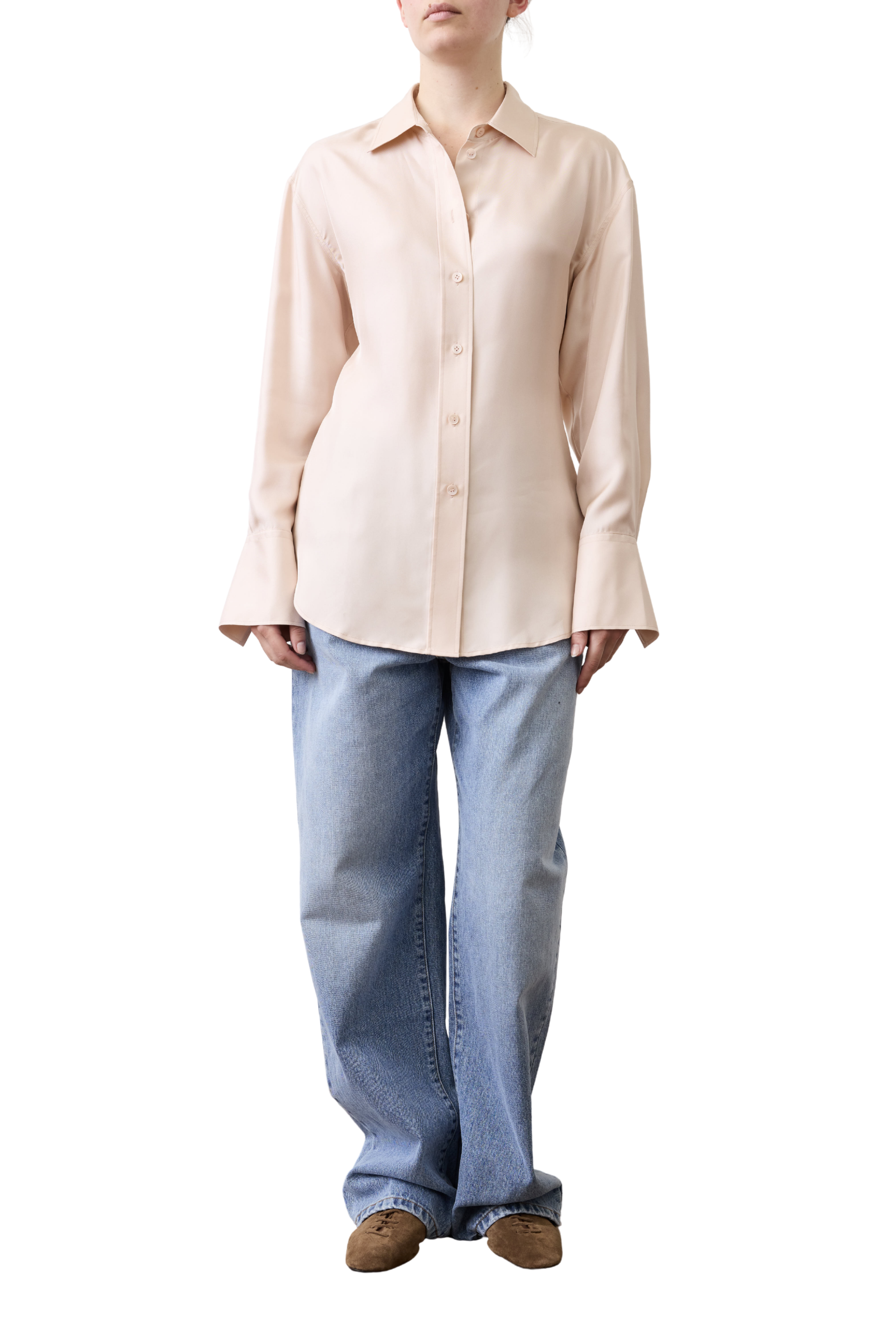 Shaped Silk Shirt in Rose