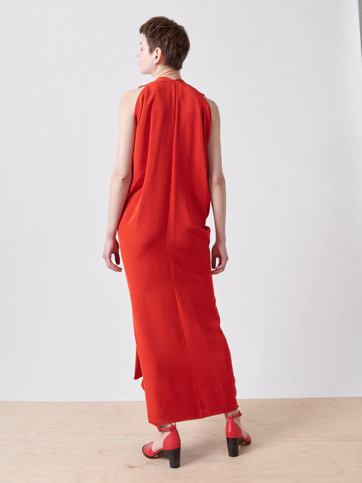 Eve Long Foil Dress in Red