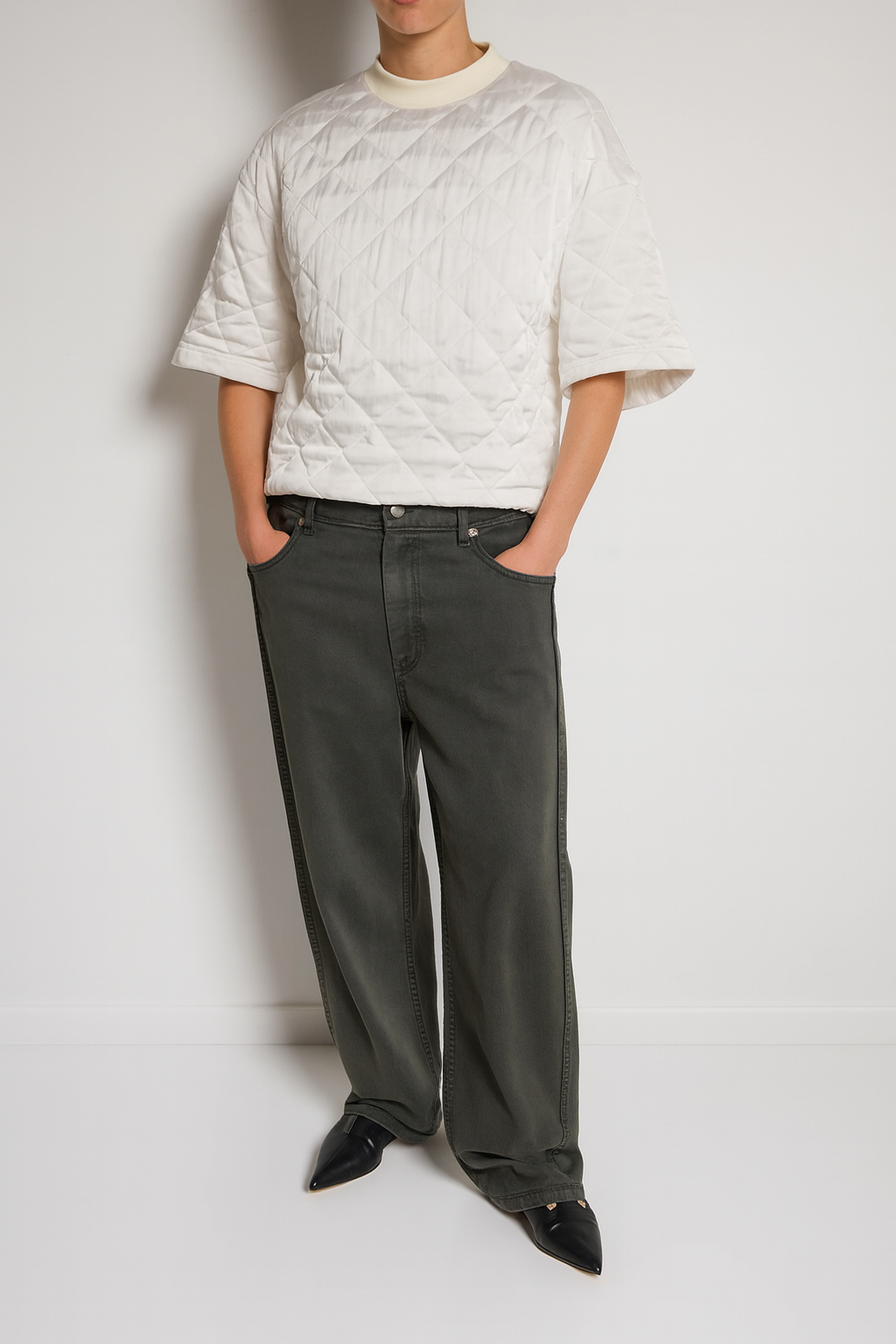 Garment Dyed Stretch Twill Tuck Pant - Grey