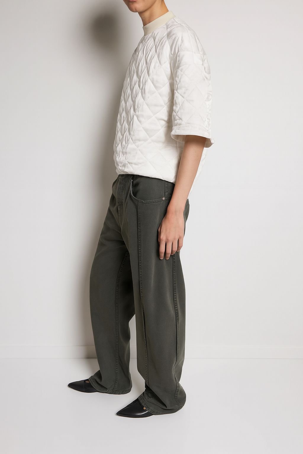 Garment Dyed Stretch Twill Tuck Pant - Grey