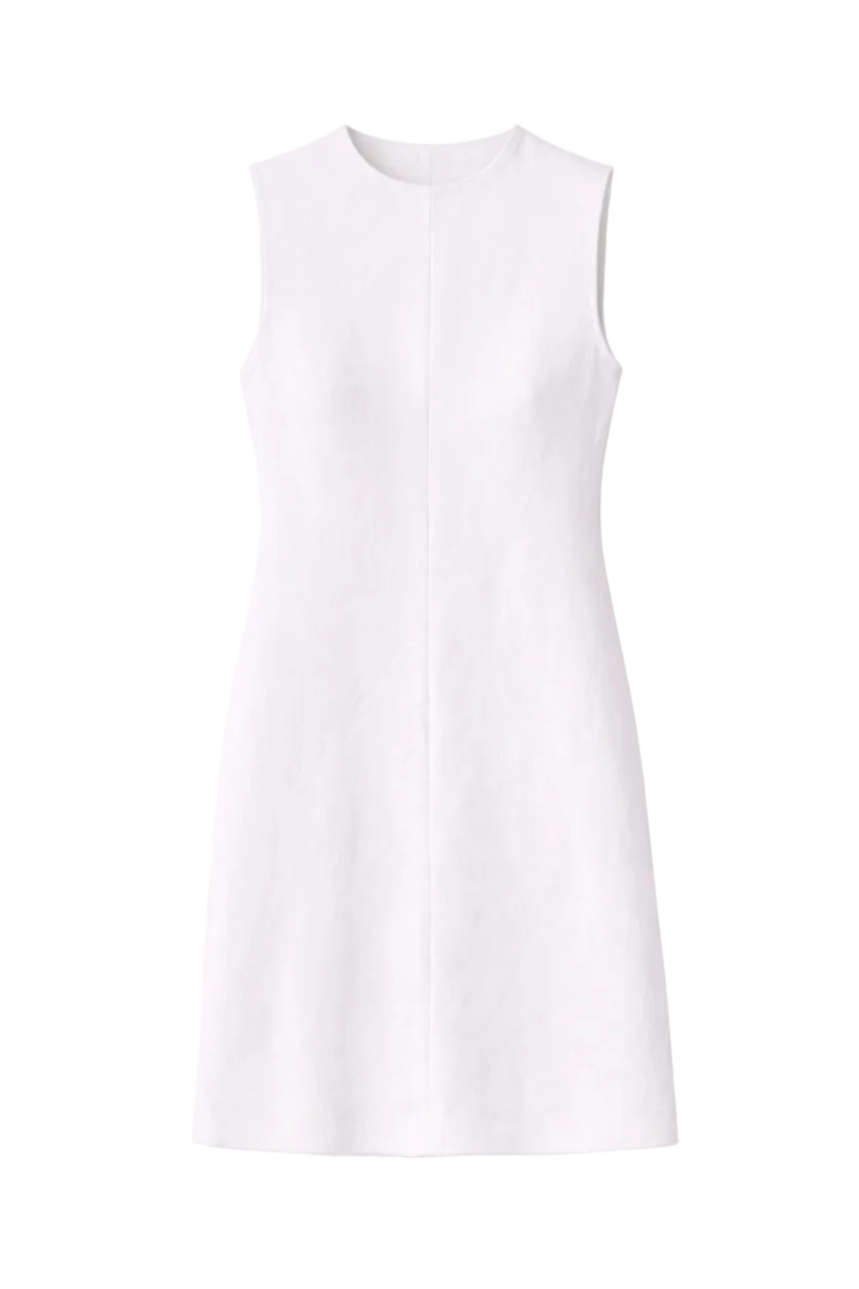 Viscose Plisse Sleeveless Bias Short Tunic Dress In White