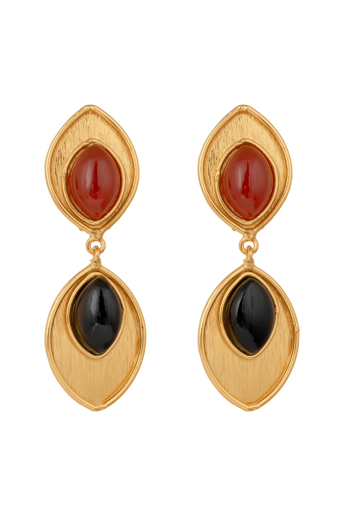 Marquise Earrings - Cornaline/Black Onyx