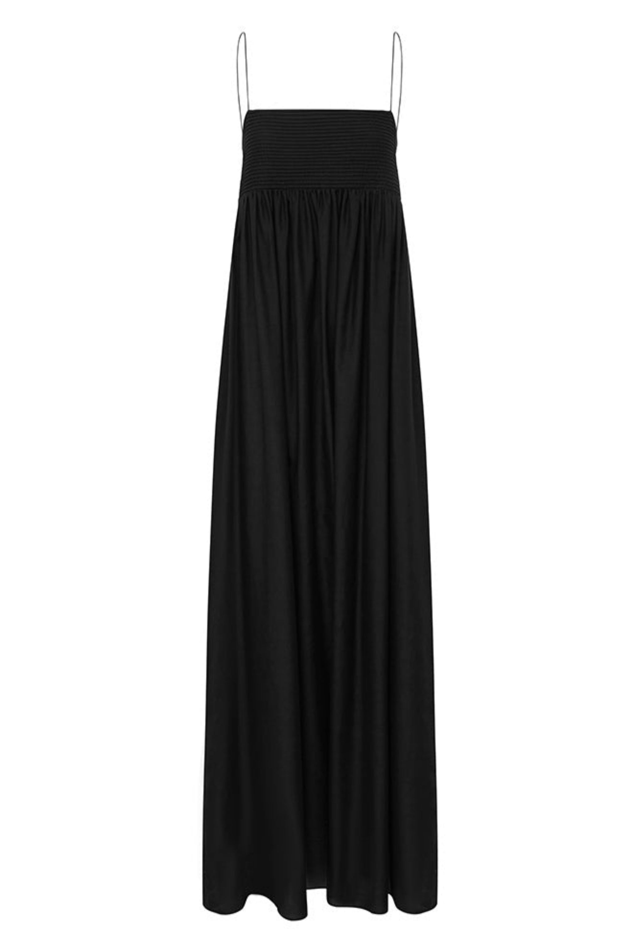 midi empire pintuck bodice dress Matteau Empire Pintuck Bodice Midi Dress - Black