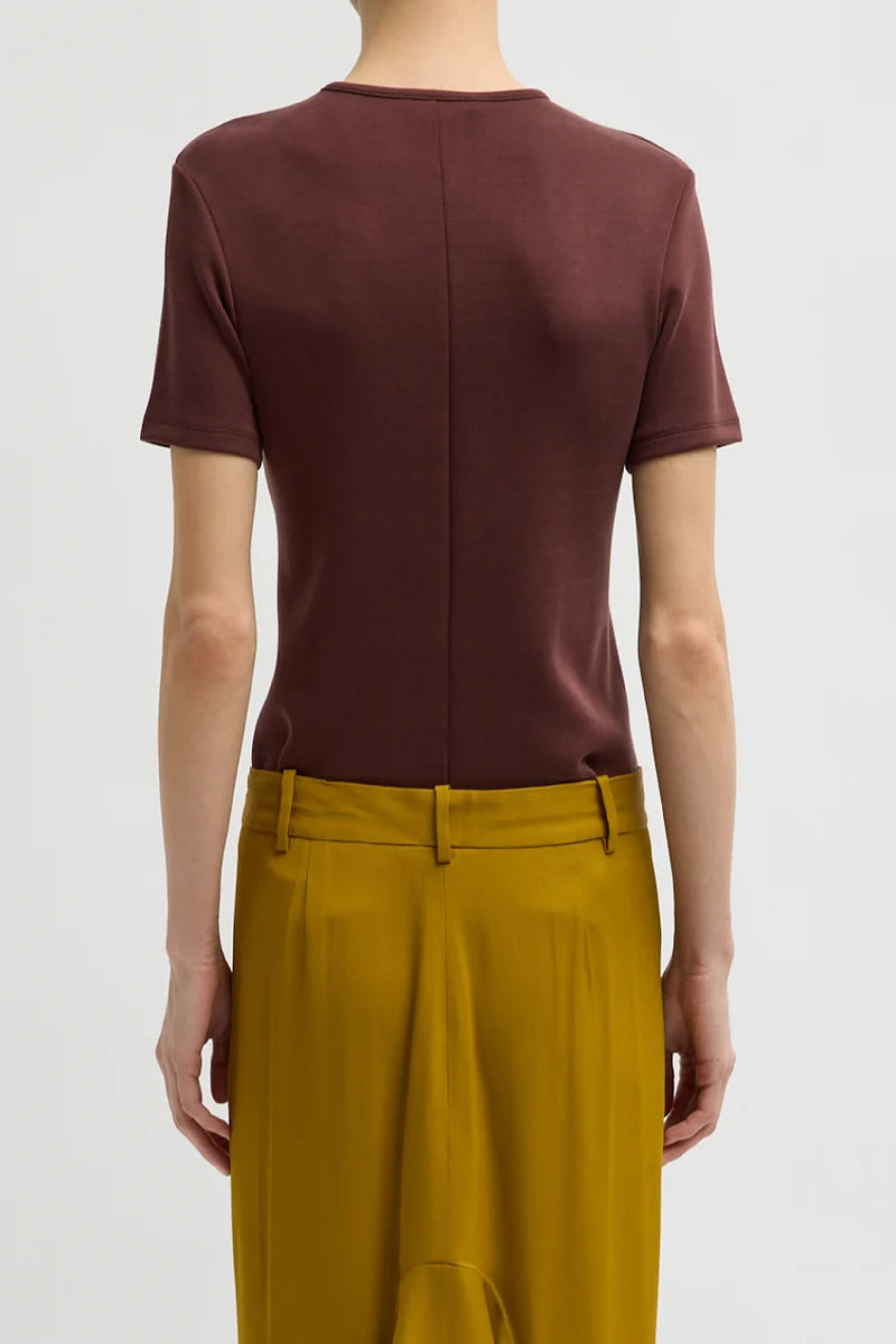 Feather Weight Viscose Neoprene Short Sleeve T - Bordeaux