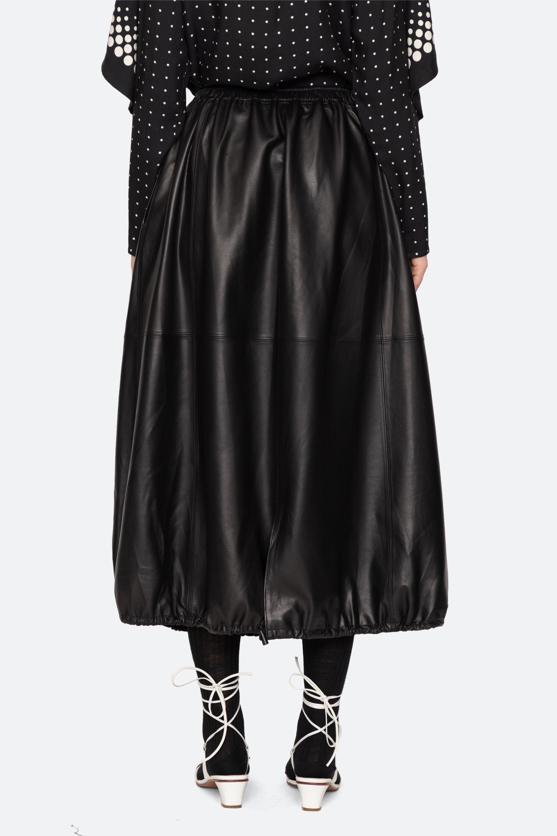 CAITLIN LEATHER MIDI SKIRT (D2)