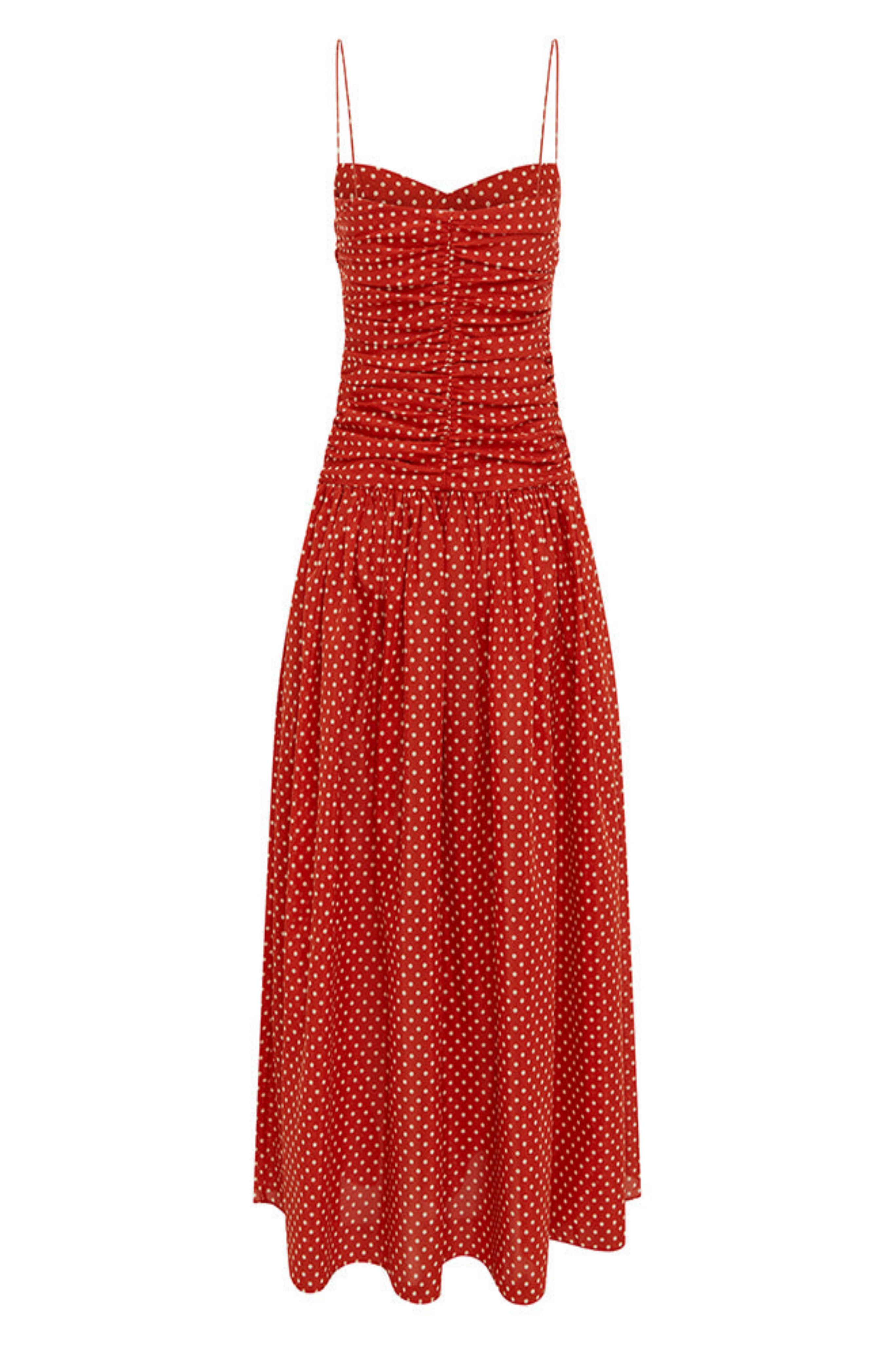 Gathered Drop Waist Dress in Red