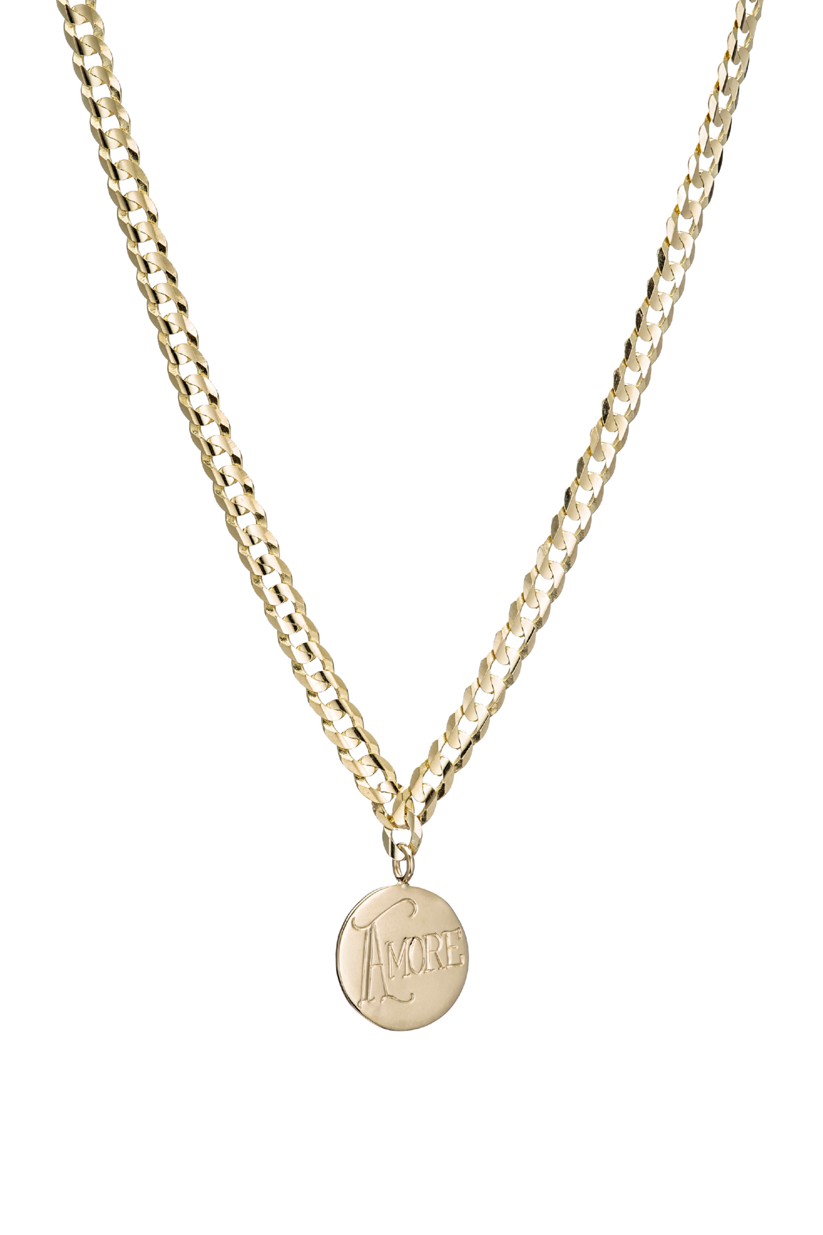 Medallion Signet Necklace - One Charm "Love"