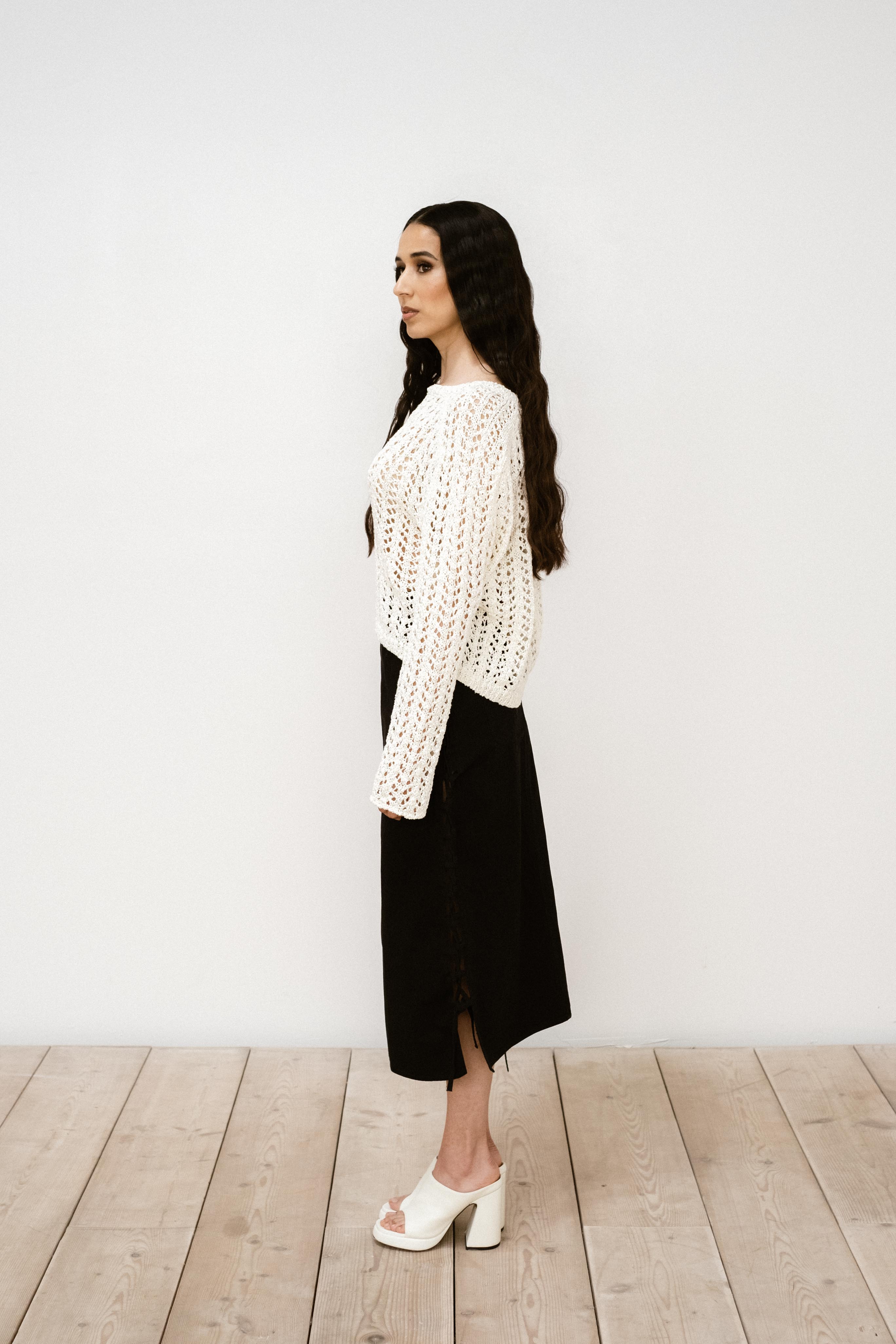 Flyn Denim Side Lace Up Skirt