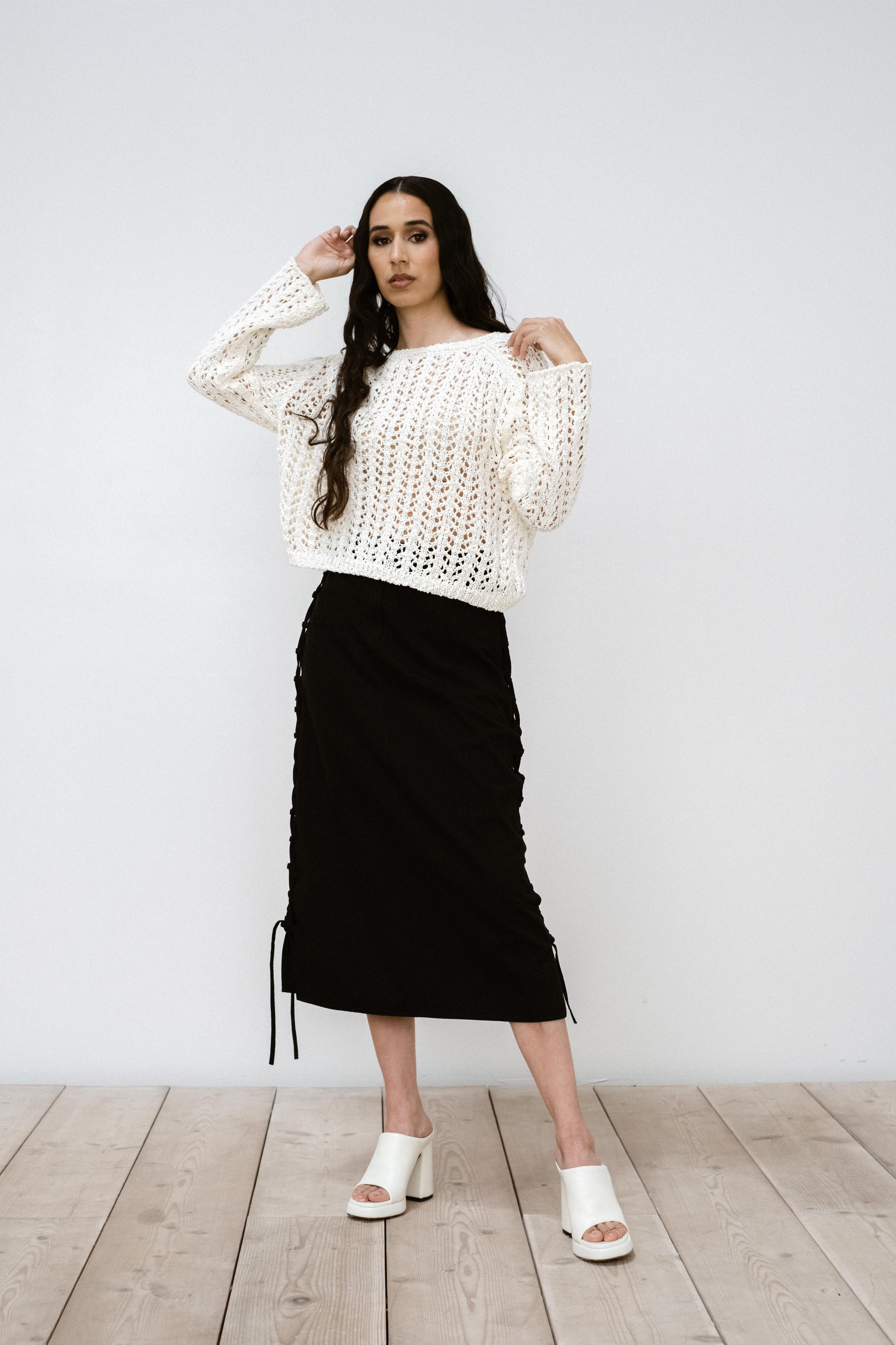 Flyn Denim Side Lace Up Skirt
