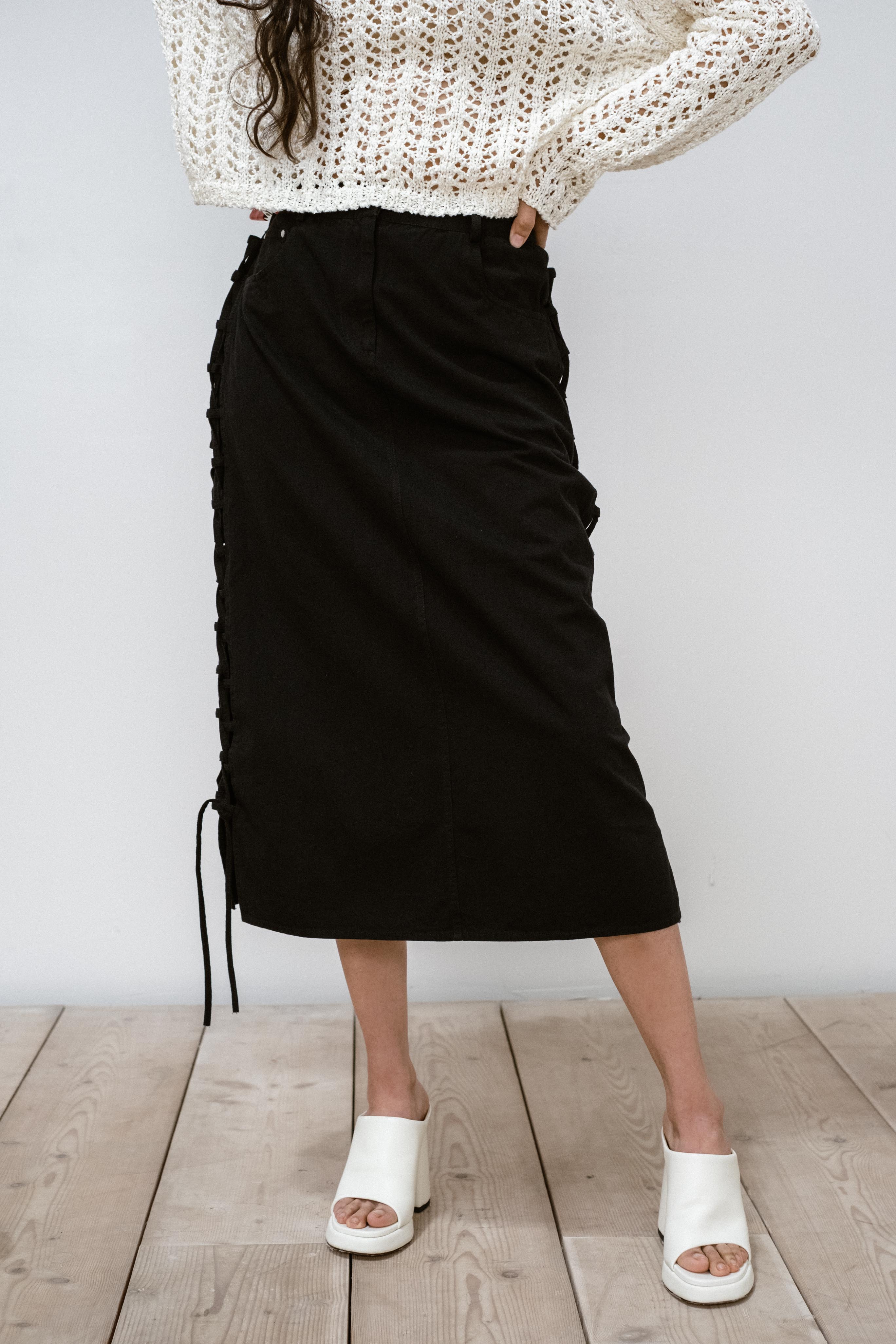 Flyn Denim Side Lace Up Skirt